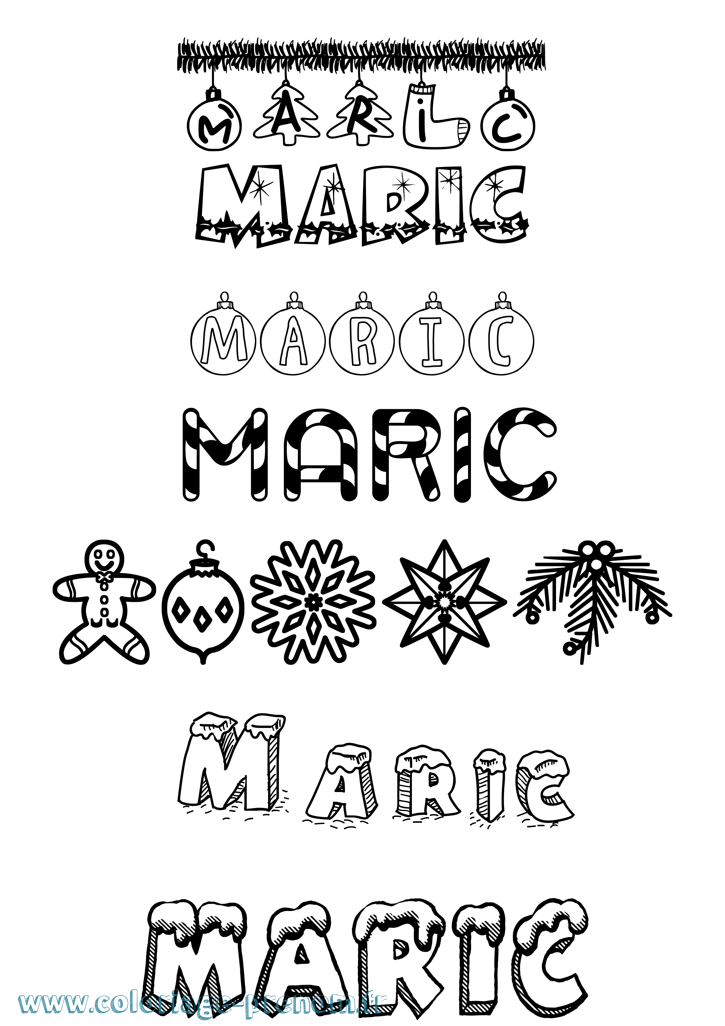 Coloriage Maric Noël Coloriage prénom Maric Noël
