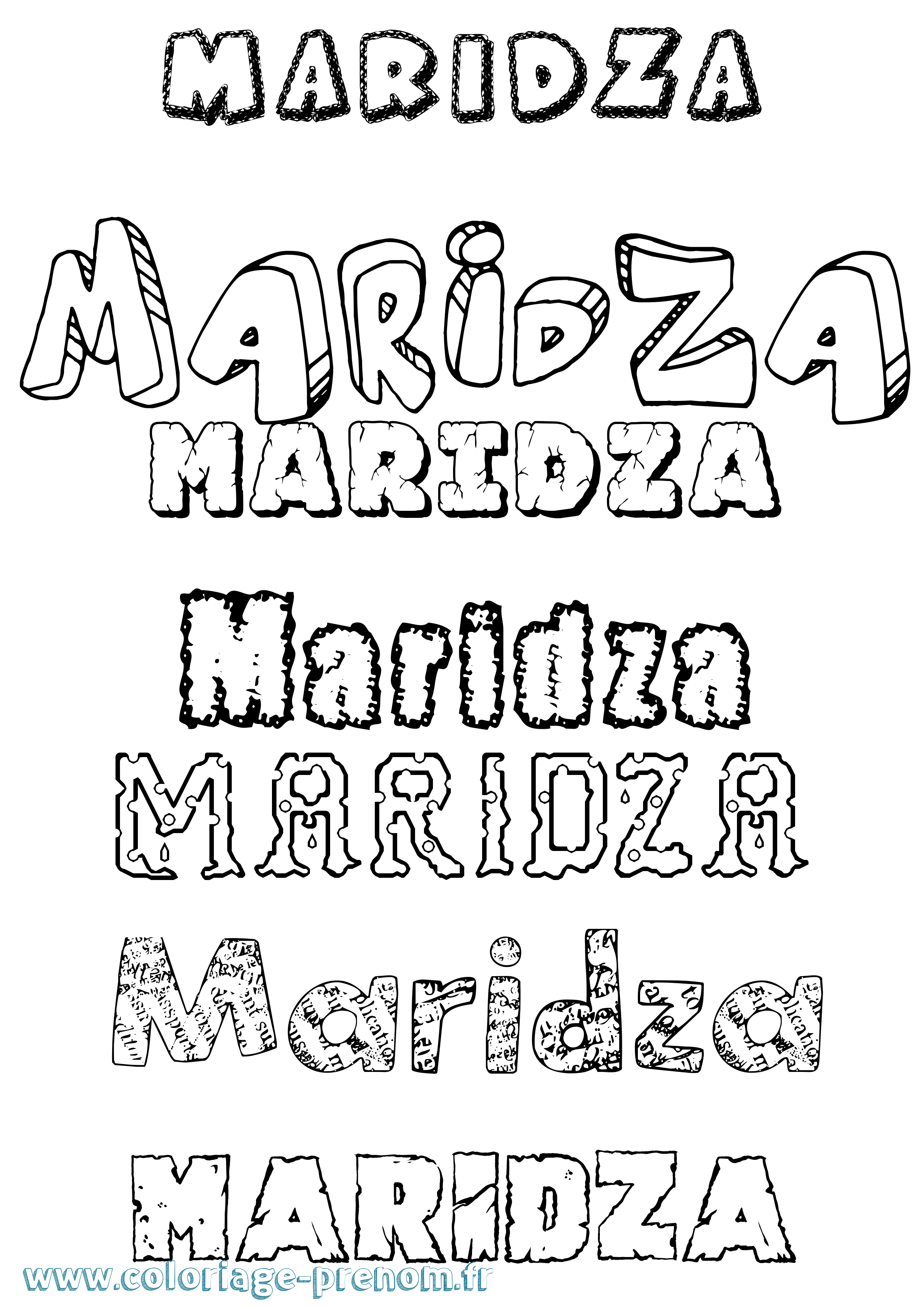 Coloriage Maridza Destructuré Coloriage prénom Maridza Destructuré