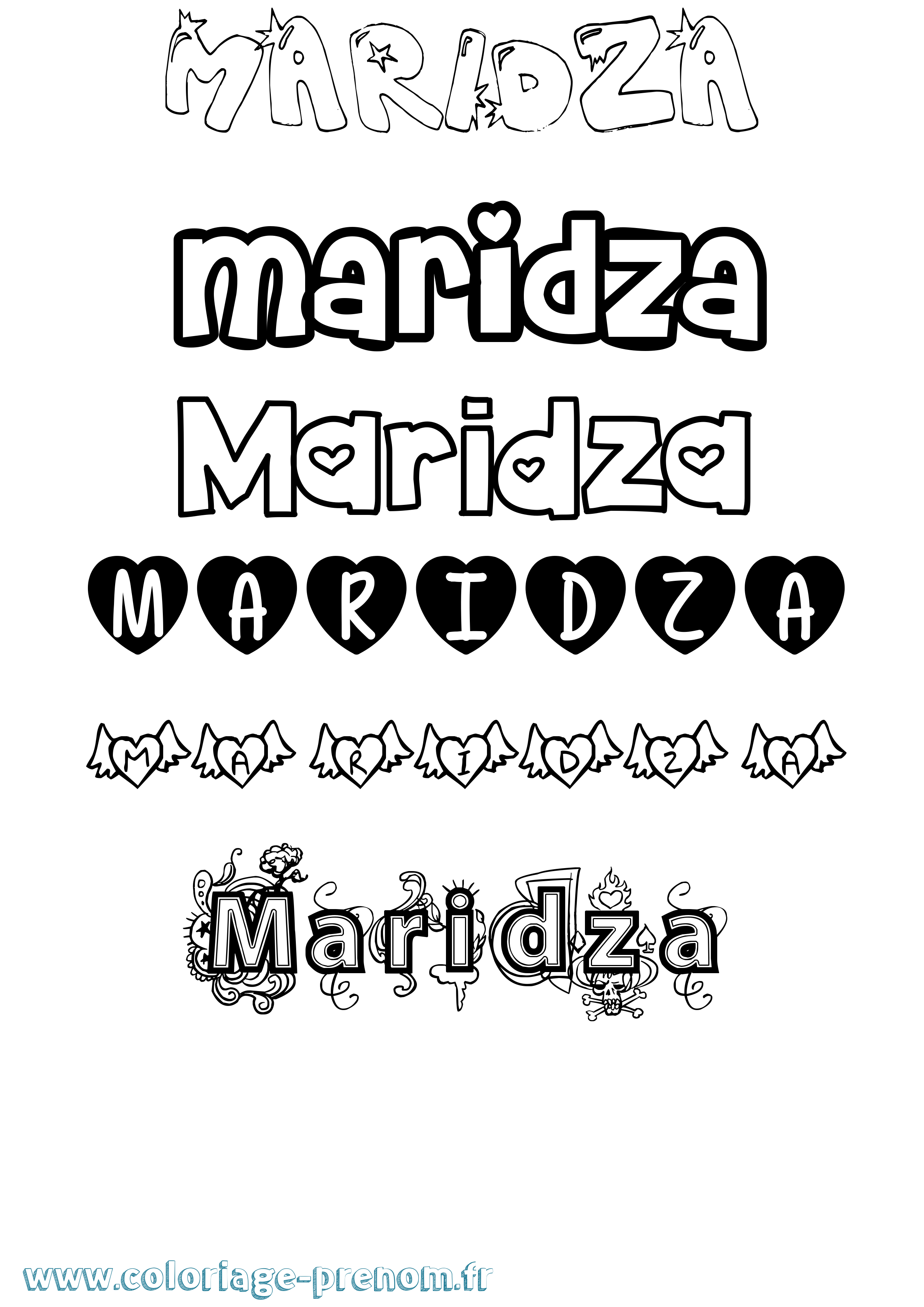 Coloriage Maridza Girly Coloriage prénom Maridza Girly