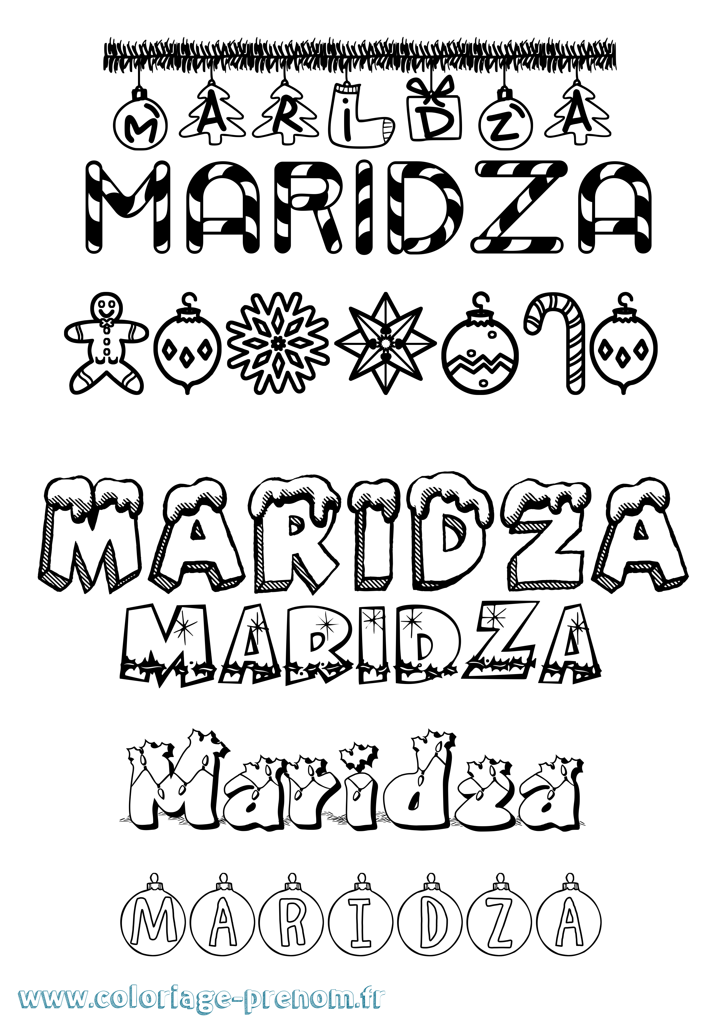 Coloriage Maridza Noël Coloriage prénom Maridza Noël