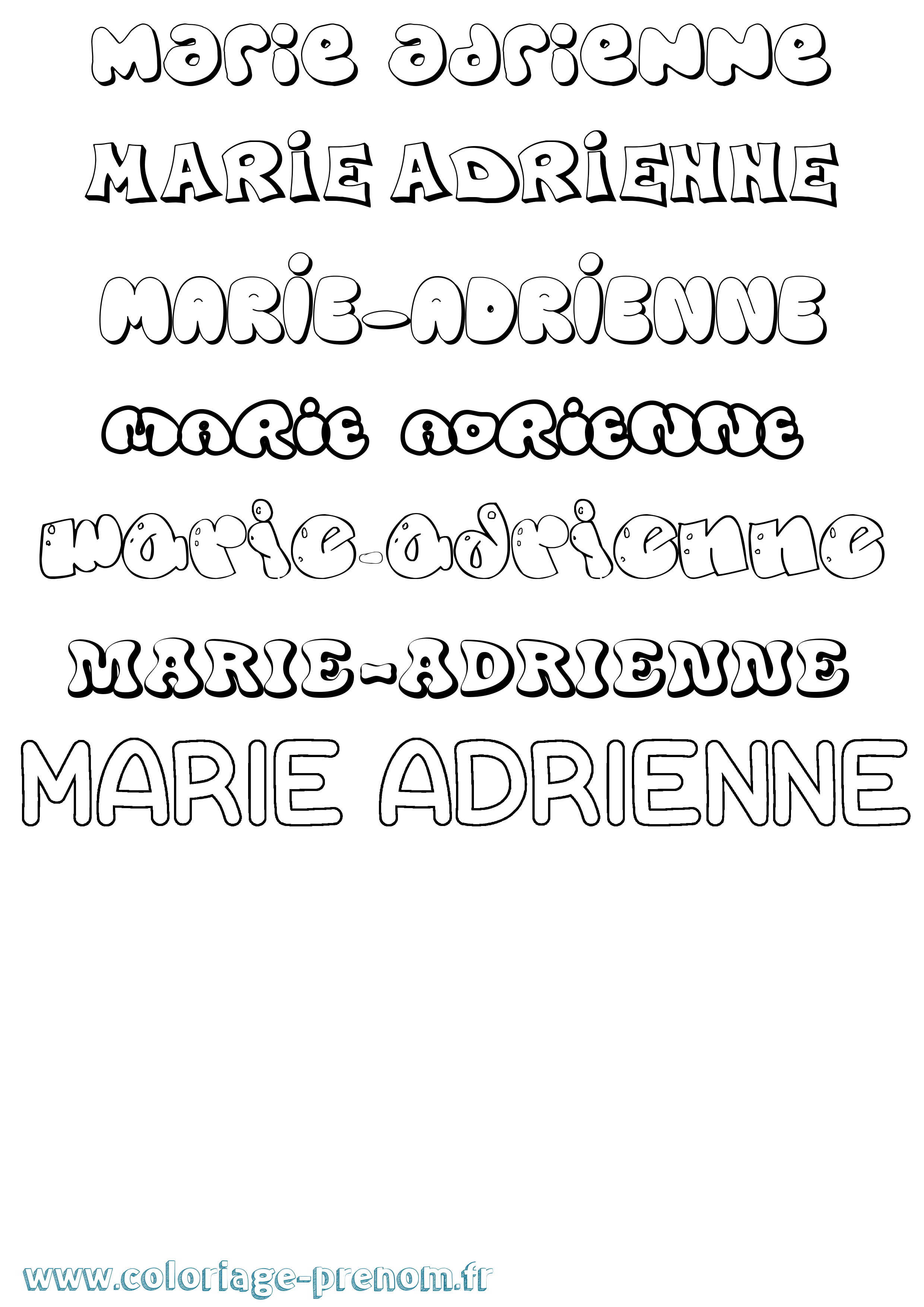 Coloriage Marie-Adrienne Bubble Coloriage prénom Marie-Adrienne Bubble
