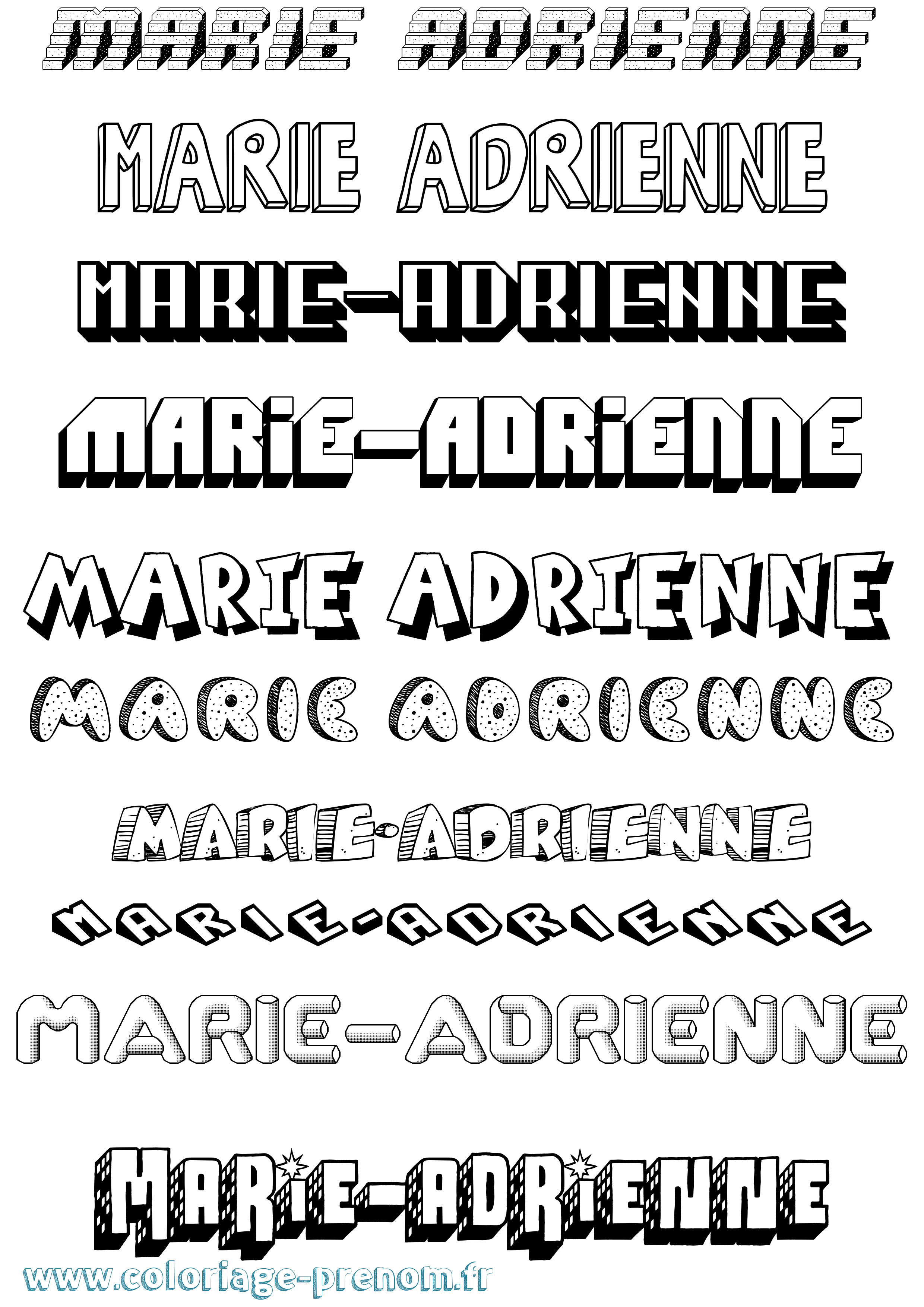 Coloriage Marie-Adrienne Effet 3D Coloriage prénom Marie-Adrienne Effet 3D