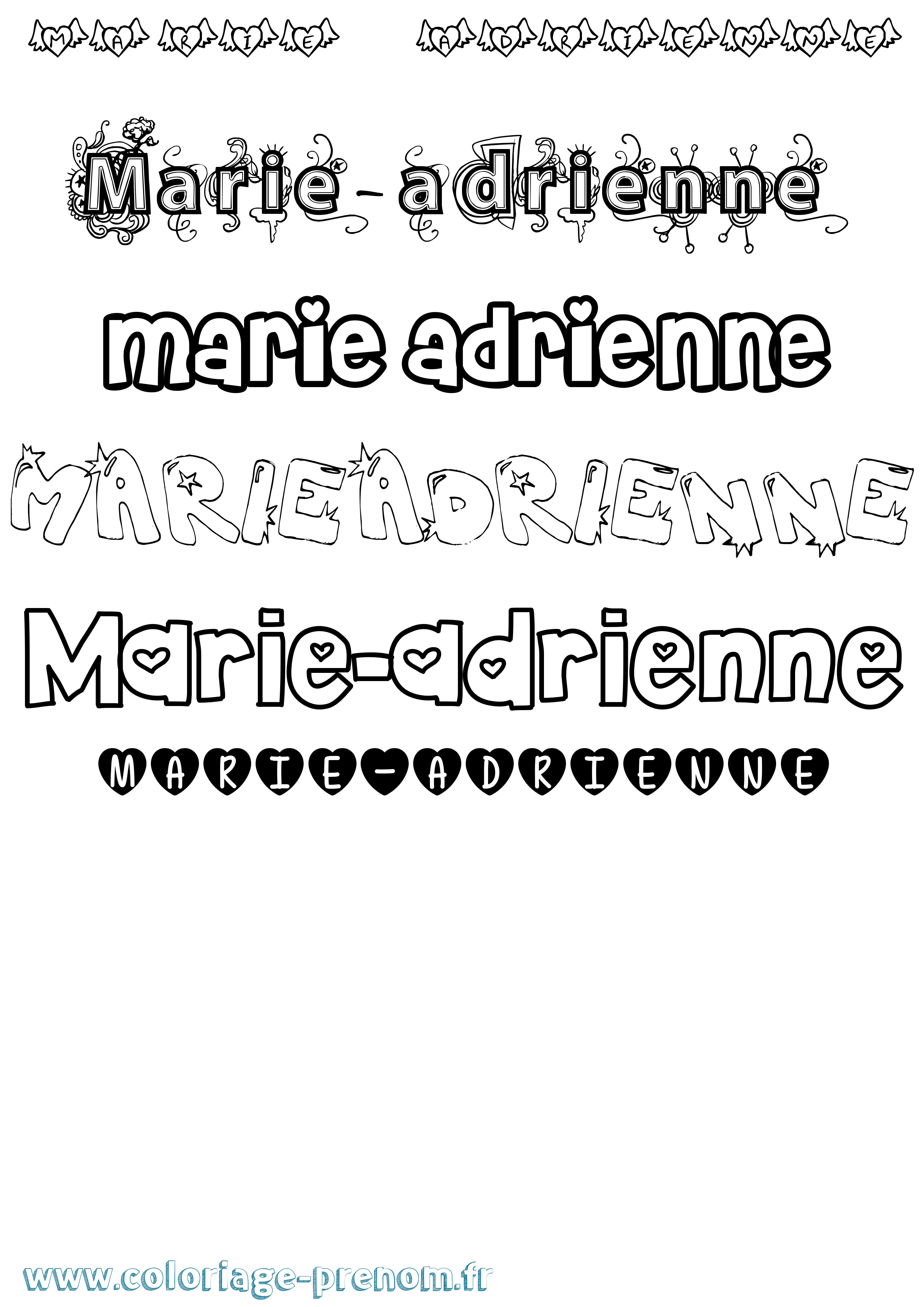 Coloriage Marie-Adrienne Girly Coloriage prénom Marie-Adrienne Girly