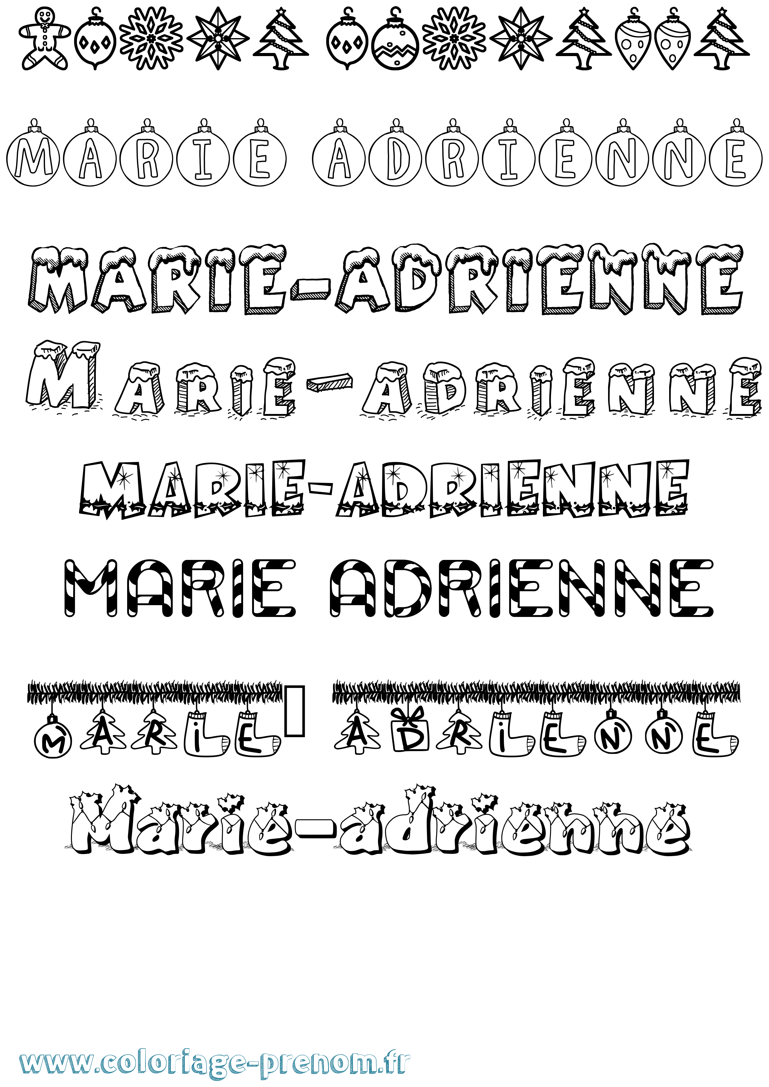 Coloriage Marie-Adrienne Noël Coloriage prénom Marie-Adrienne Noël