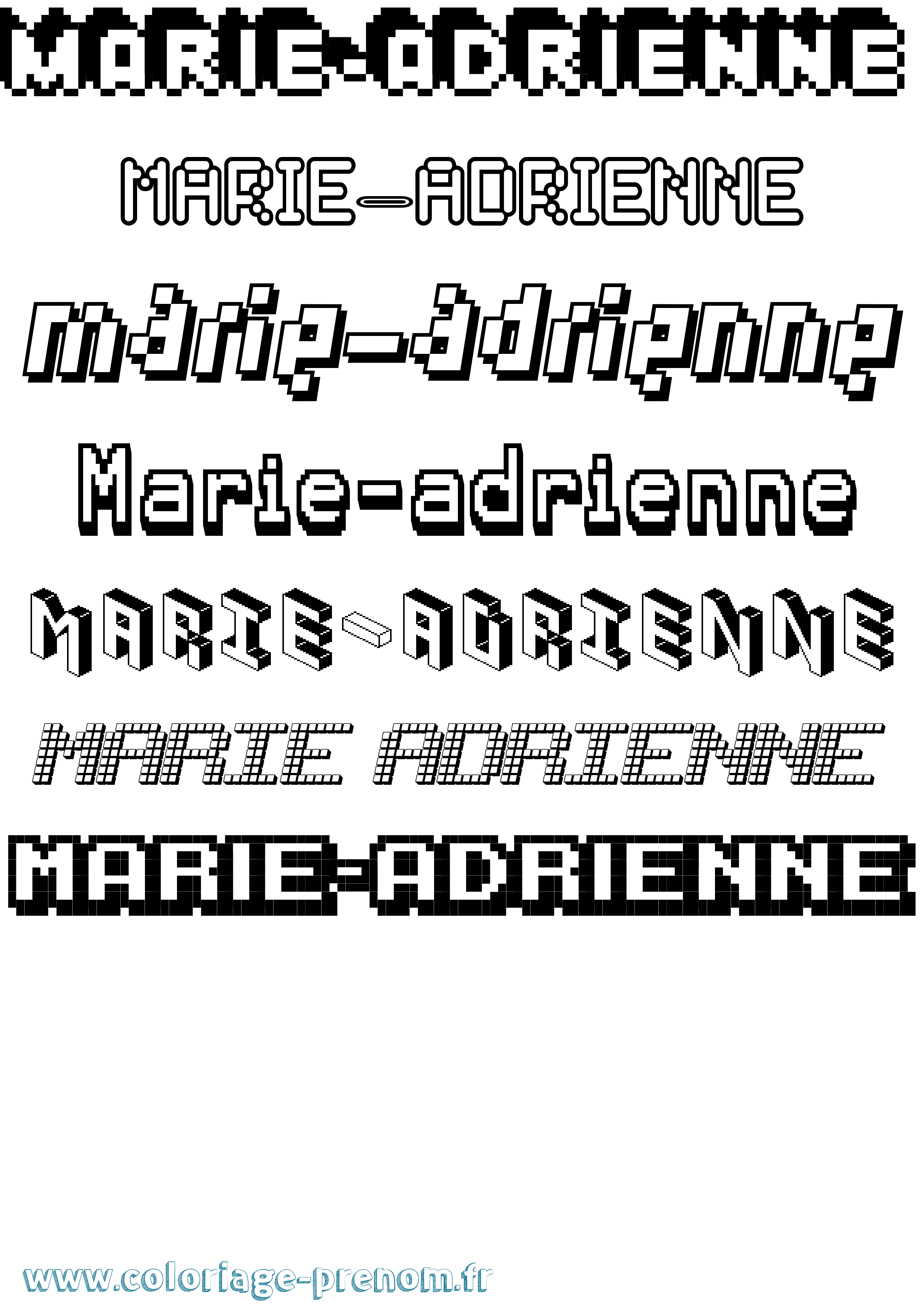 Coloriage Marie-Adrienne Pixel Coloriage prénom Marie-Adrienne Pixel