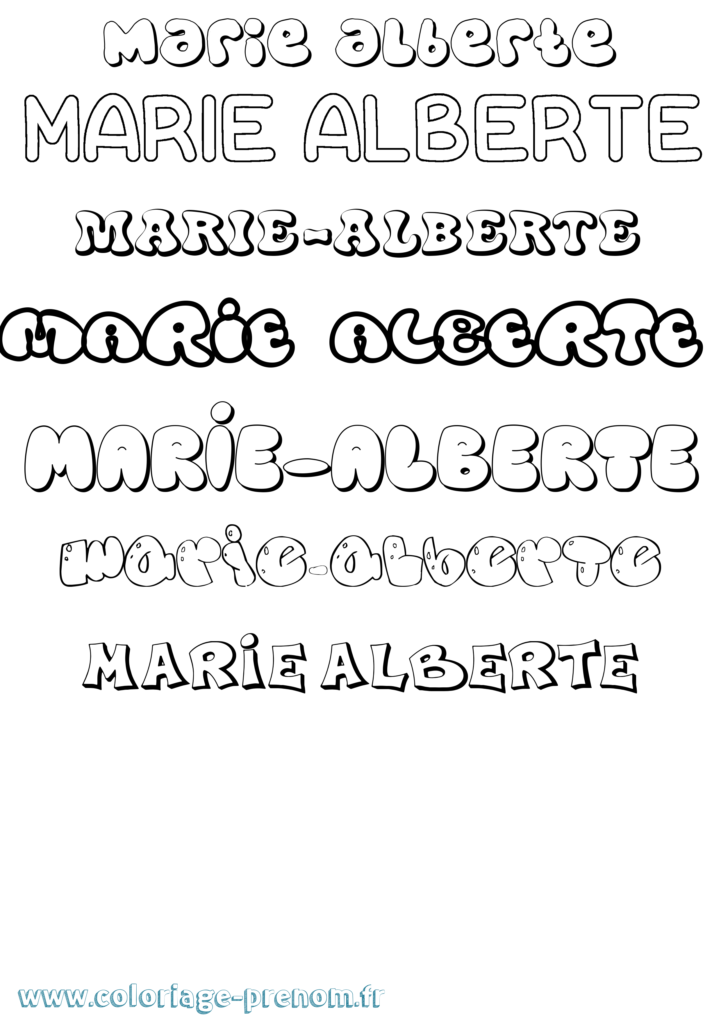 Coloriage Marie-Alberte Bubble Coloriage prénom Marie-Alberte Bubble