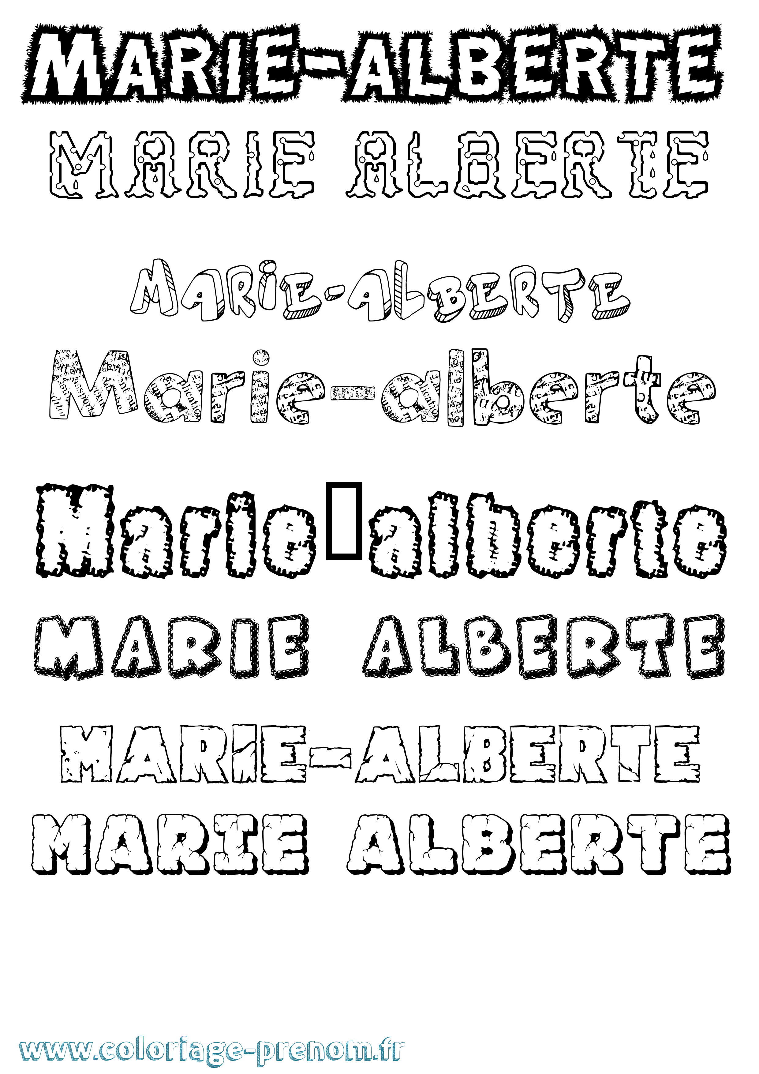 Coloriage Marie-Alberte Destructuré Coloriage prénom Marie-Alberte Destructuré
