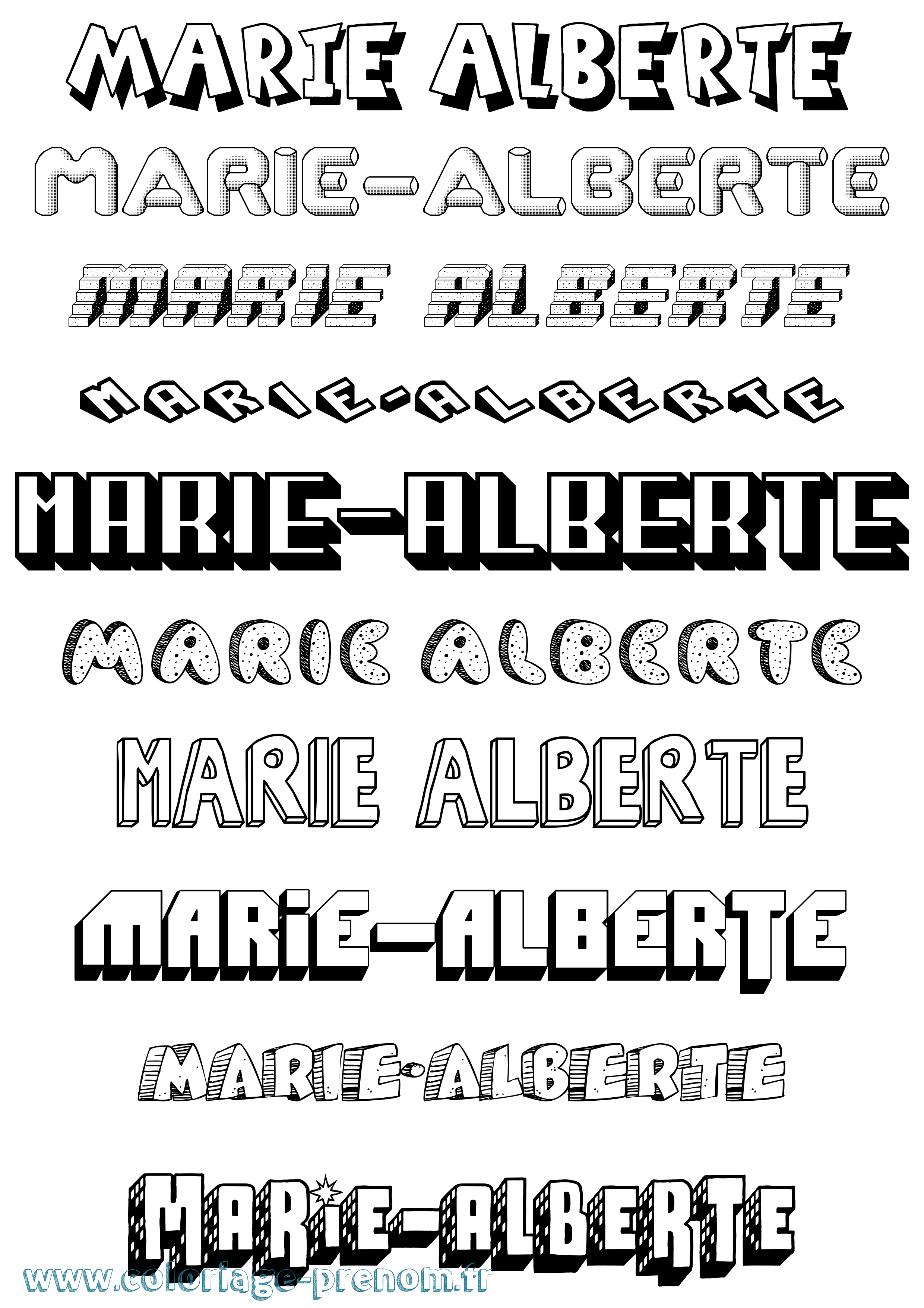 Coloriage Marie-Alberte Effet 3D Coloriage prénom Marie-Alberte Effet 3D