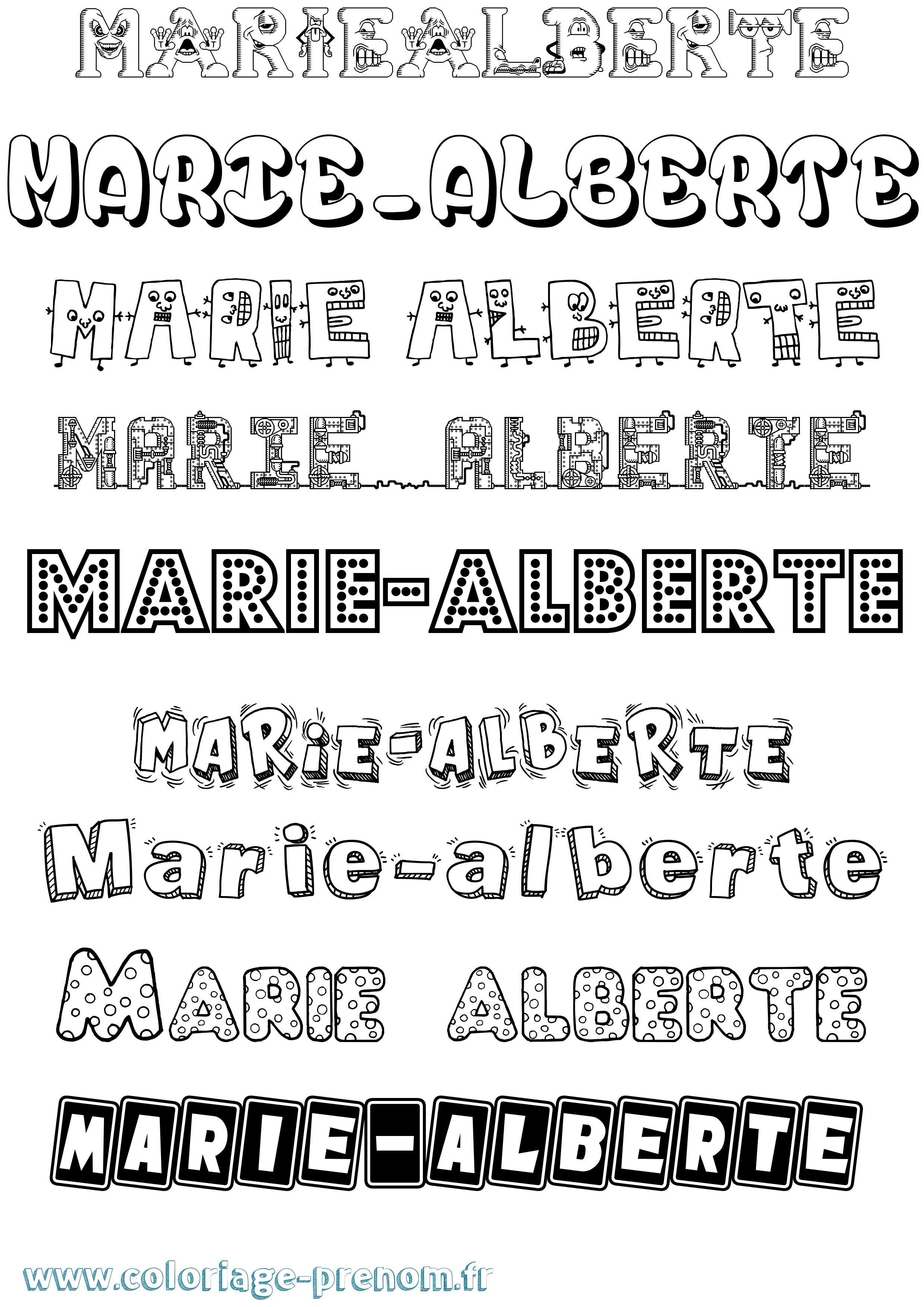 Coloriage Marie-Alberte Fun Coloriage prénom Marie-Alberte Fun