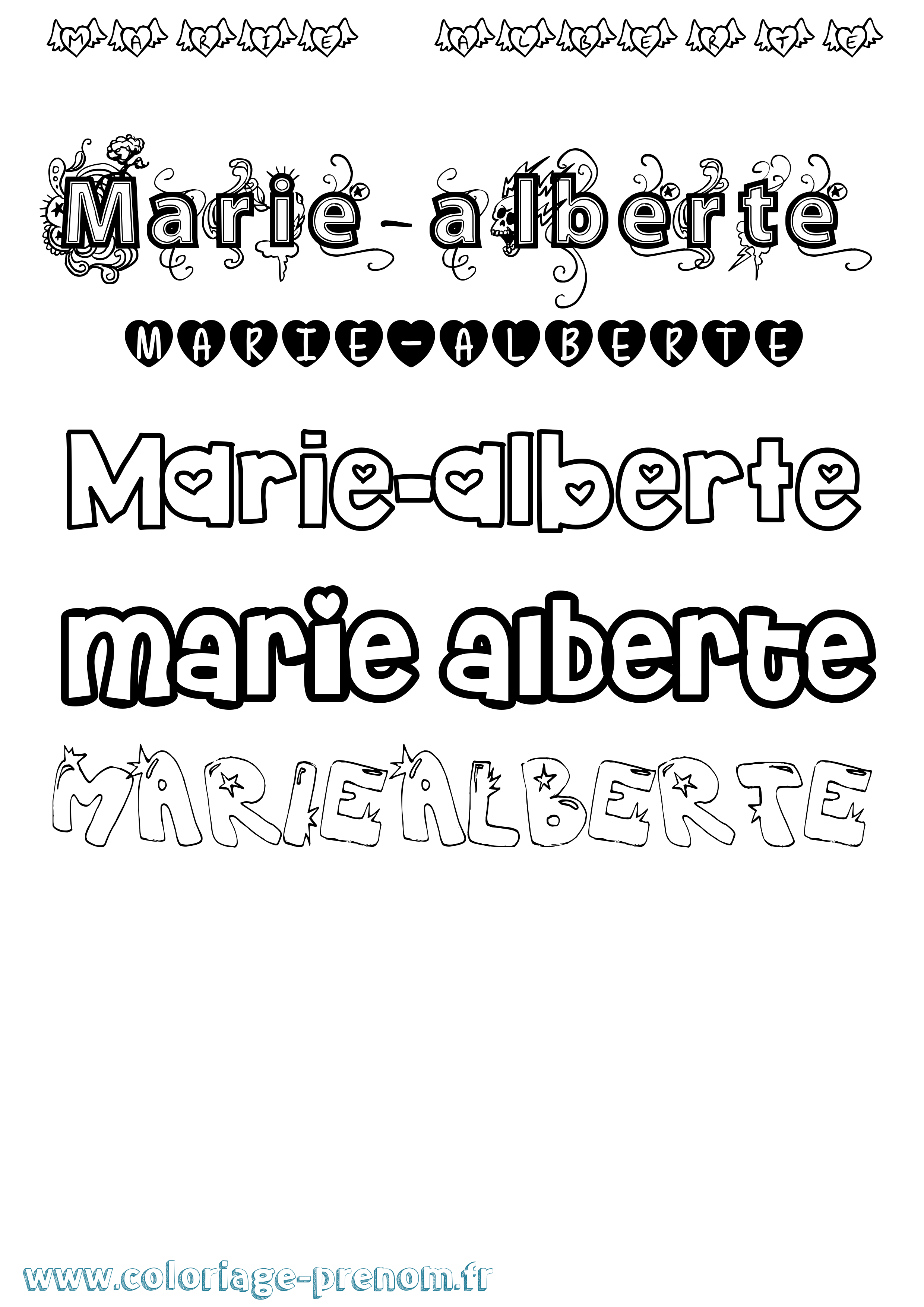 Coloriage Marie-Alberte Girly Coloriage prénom Marie-Alberte Girly