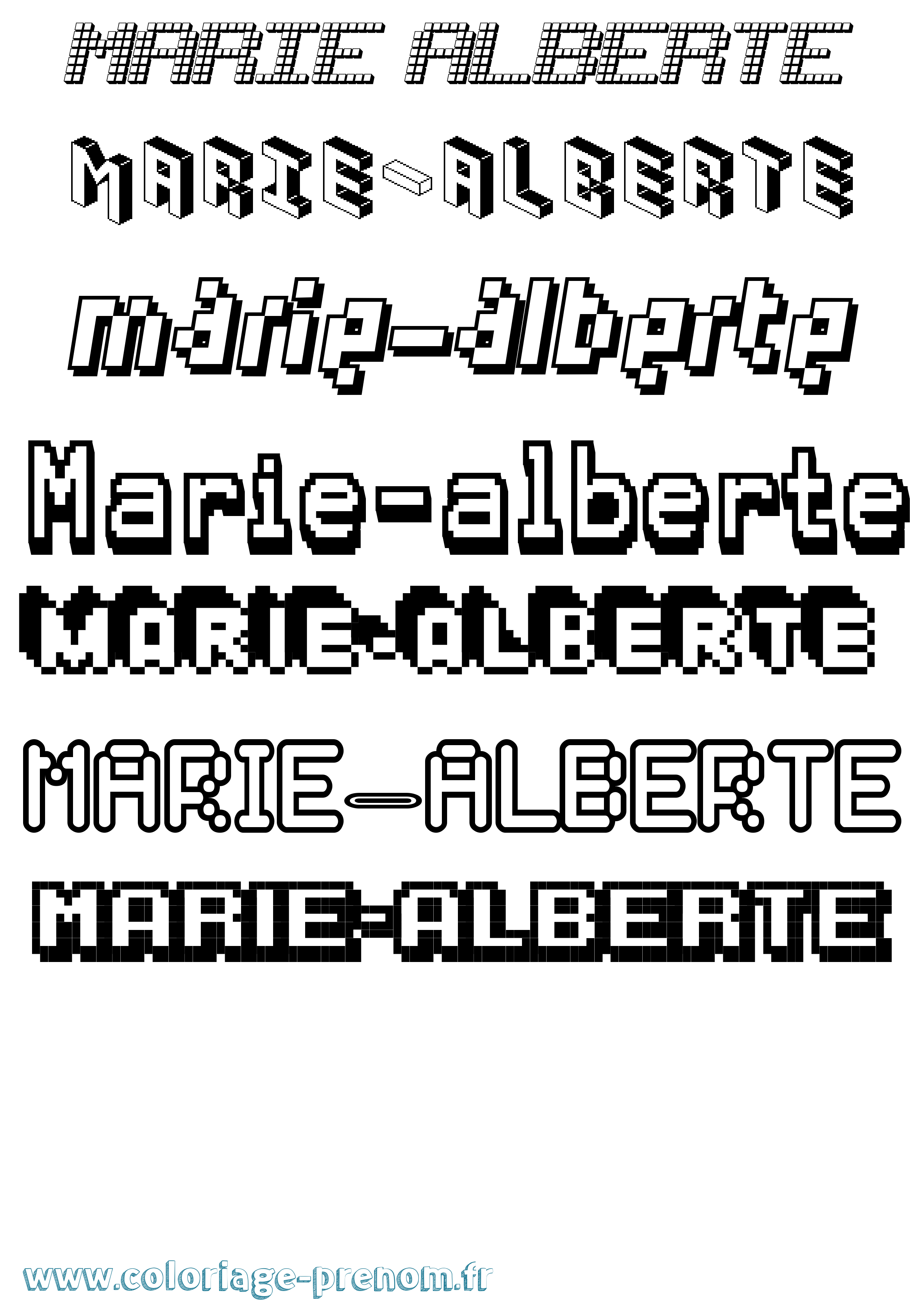 Coloriage Marie-Alberte Pixel Coloriage prénom Marie-Alberte Pixel