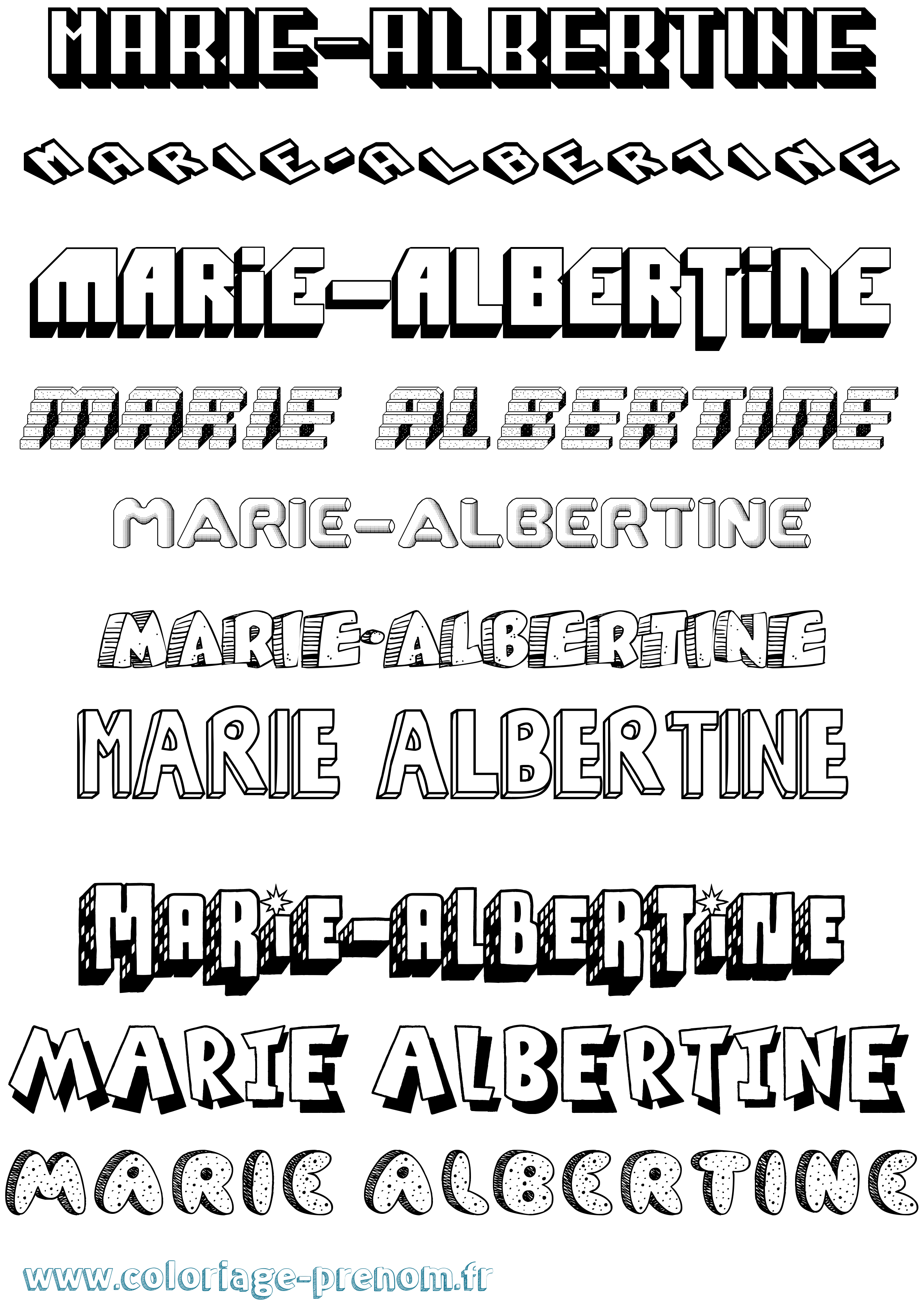 Coloriage Marie-Albertine Effet 3D Coloriage prénom Marie-Albertine Effet 3D