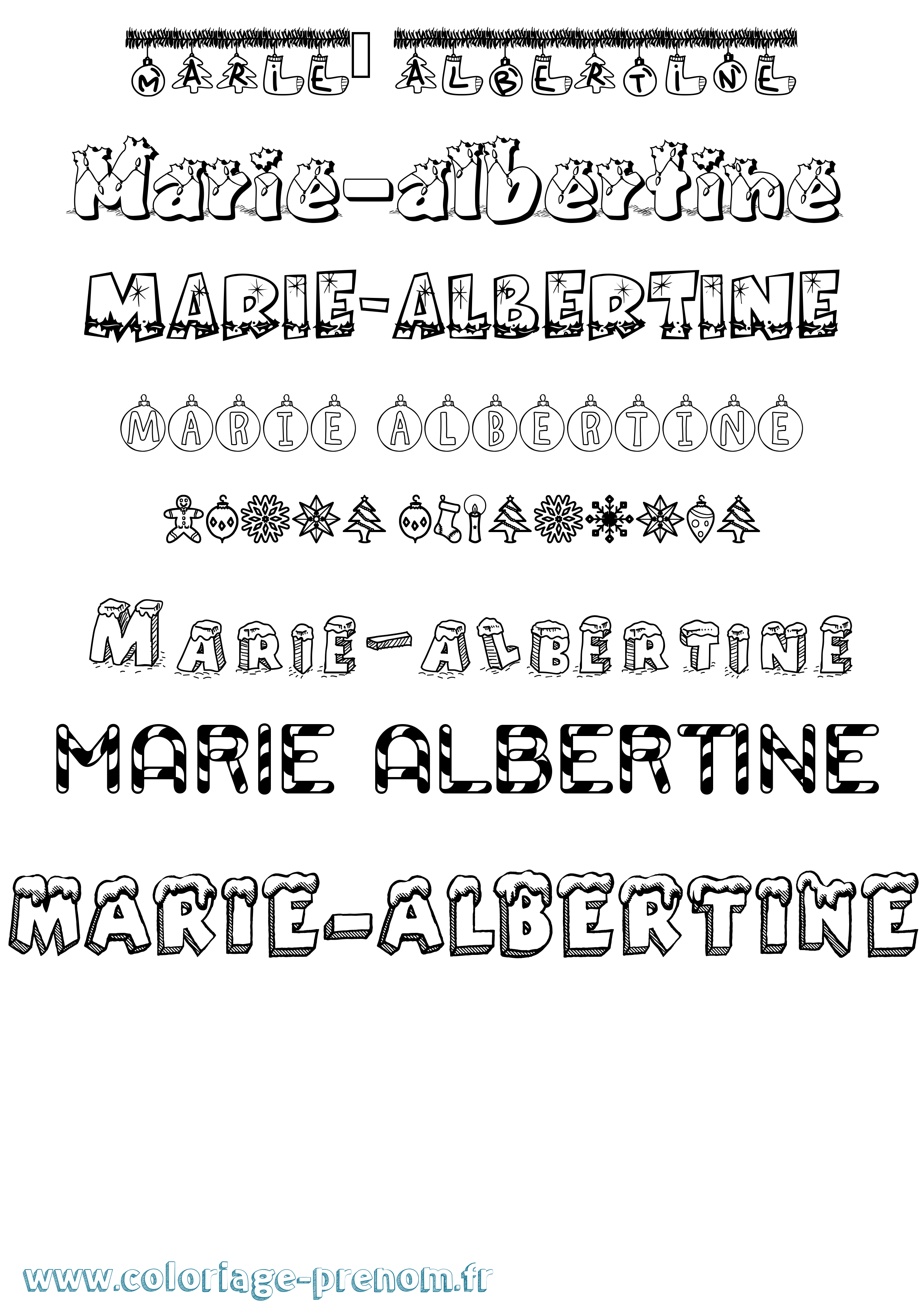 Coloriage Marie-Albertine Noël Coloriage prénom Marie-Albertine Noël