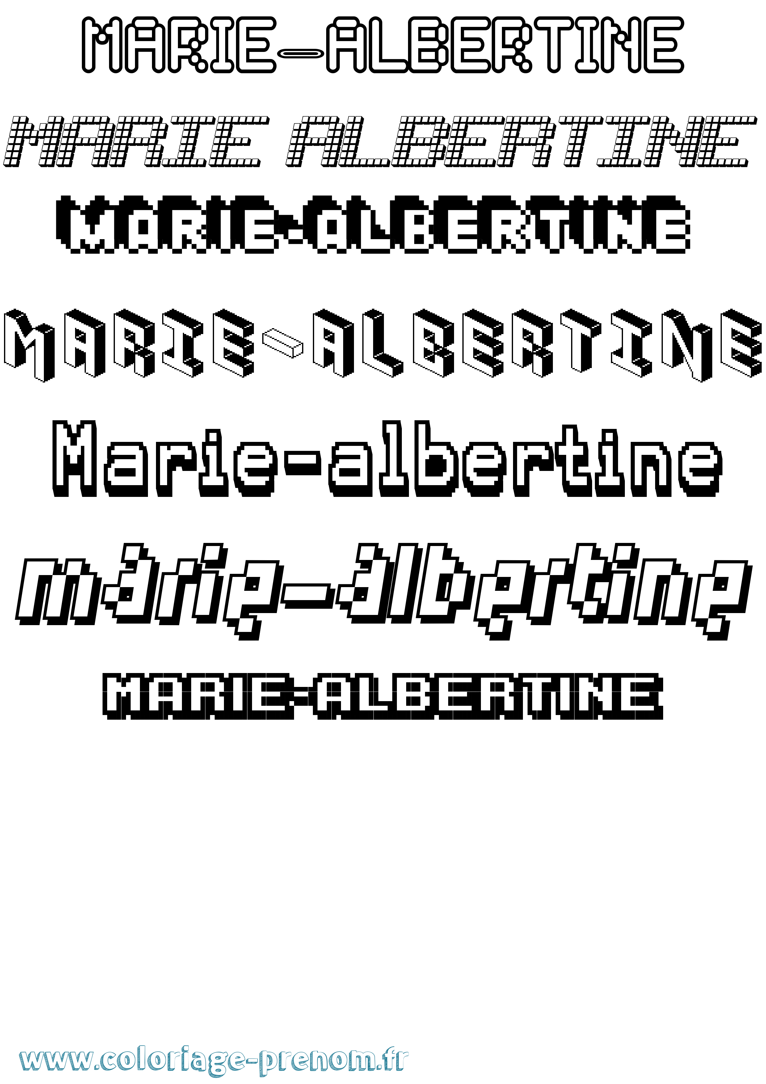 Coloriage Marie-Albertine Pixel Coloriage prénom Marie-Albertine Pixel
