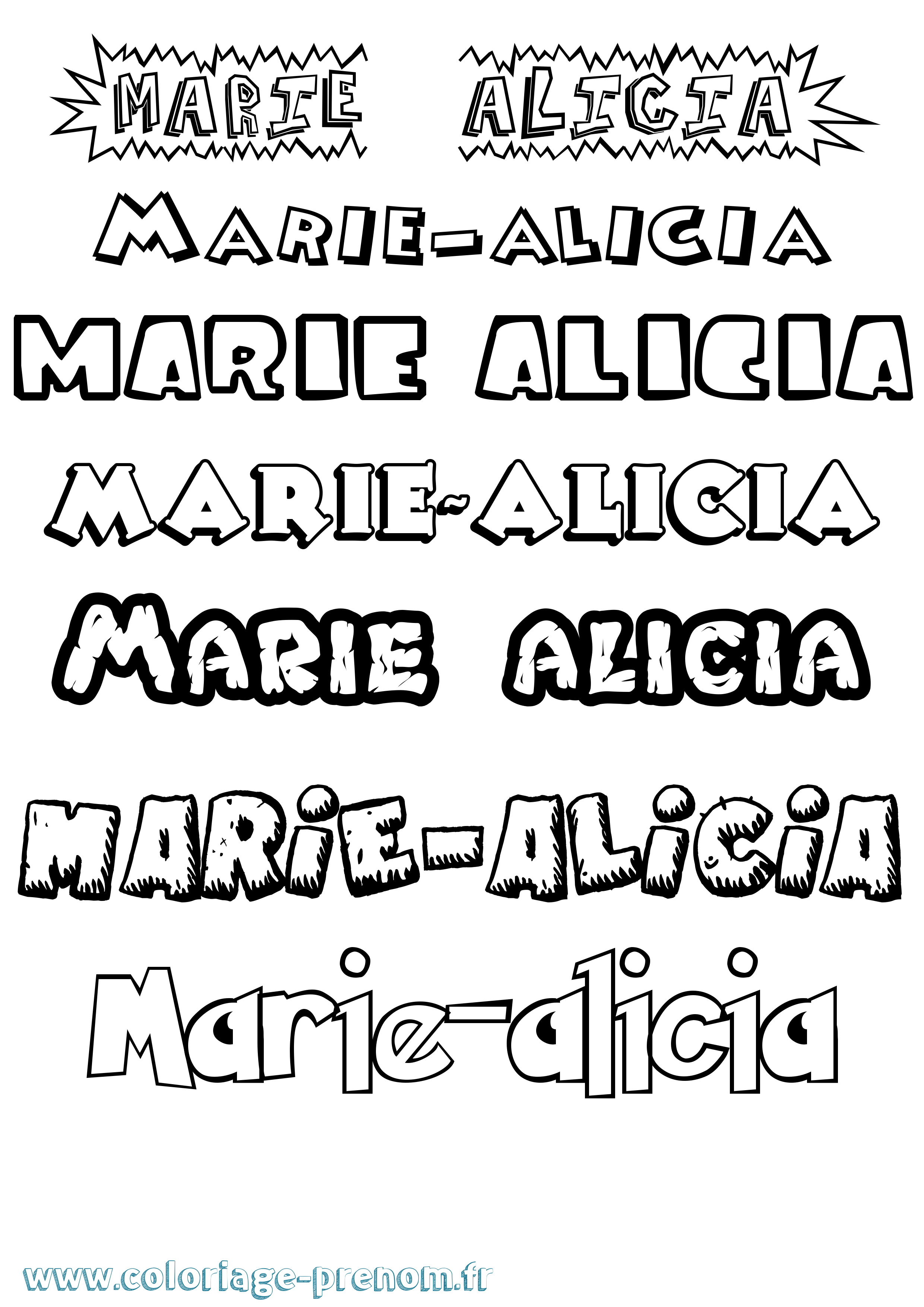 Coloriage Marie-Alicia Dessin Animé Coloriage prénom Marie-Alicia Dessin Animé
