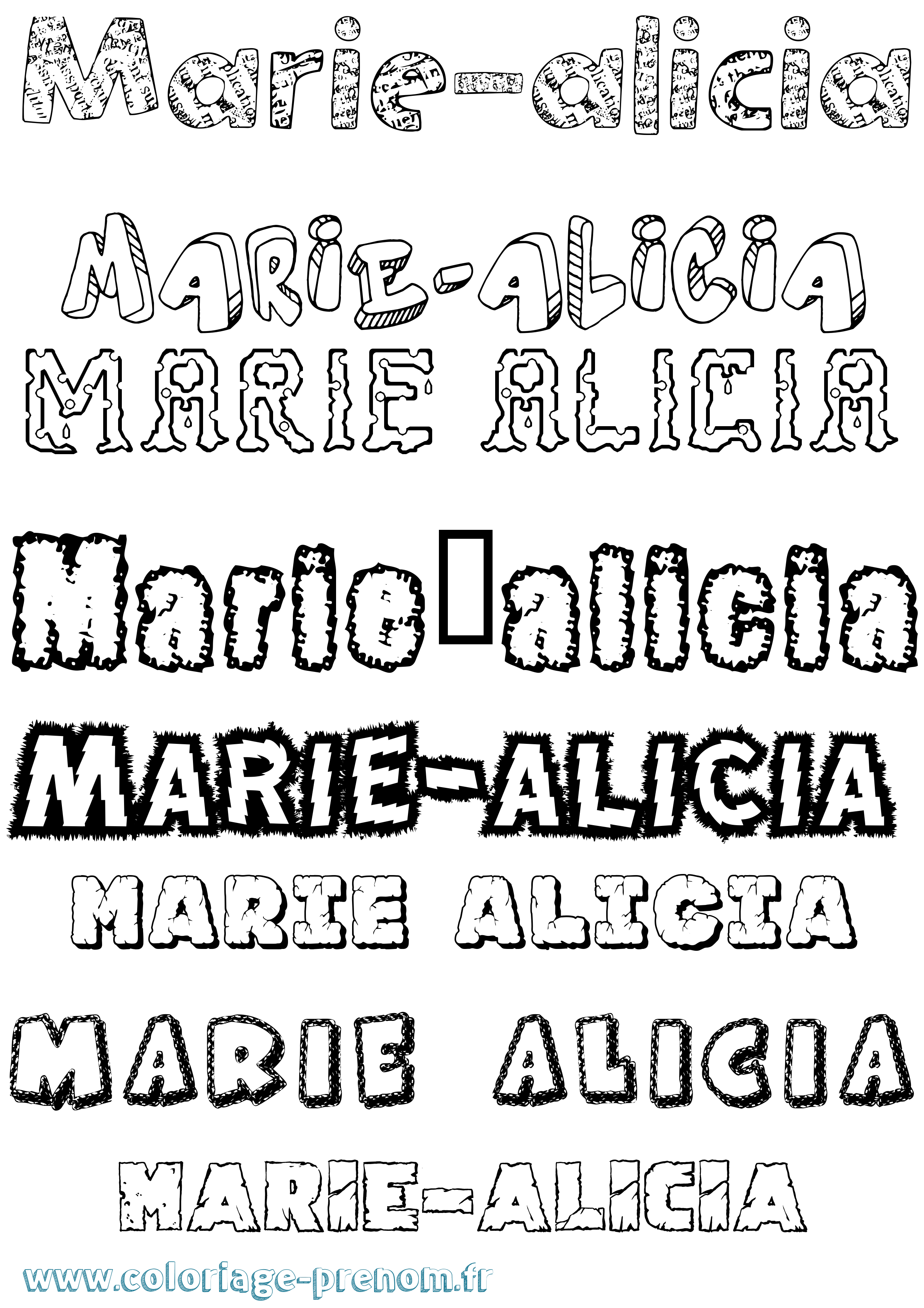 Coloriage Marie-Alicia Destructuré Coloriage prénom Marie-Alicia Destructuré