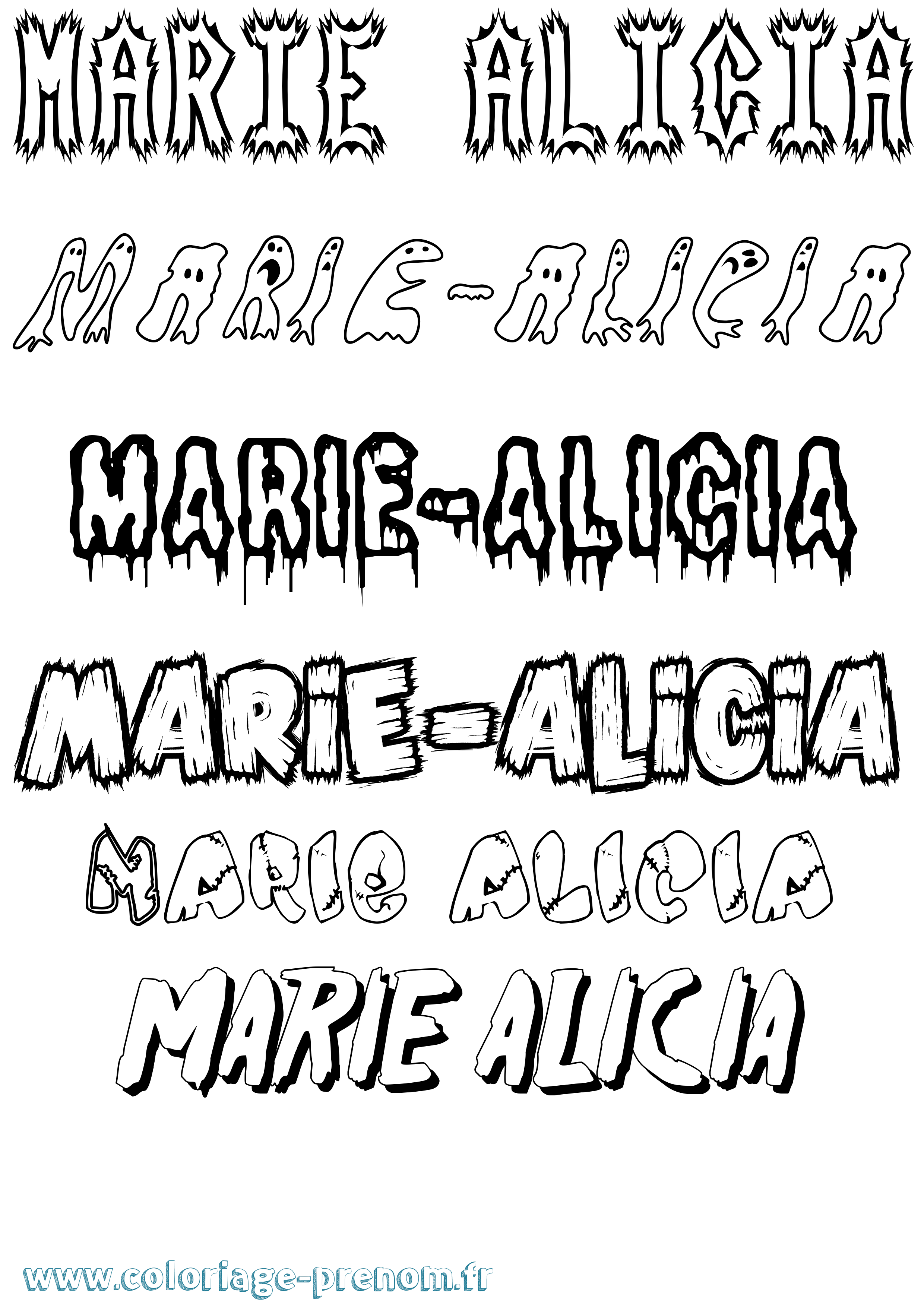 Coloriage Marie-Alicia Frisson Coloriage prénom Marie-Alicia Frisson