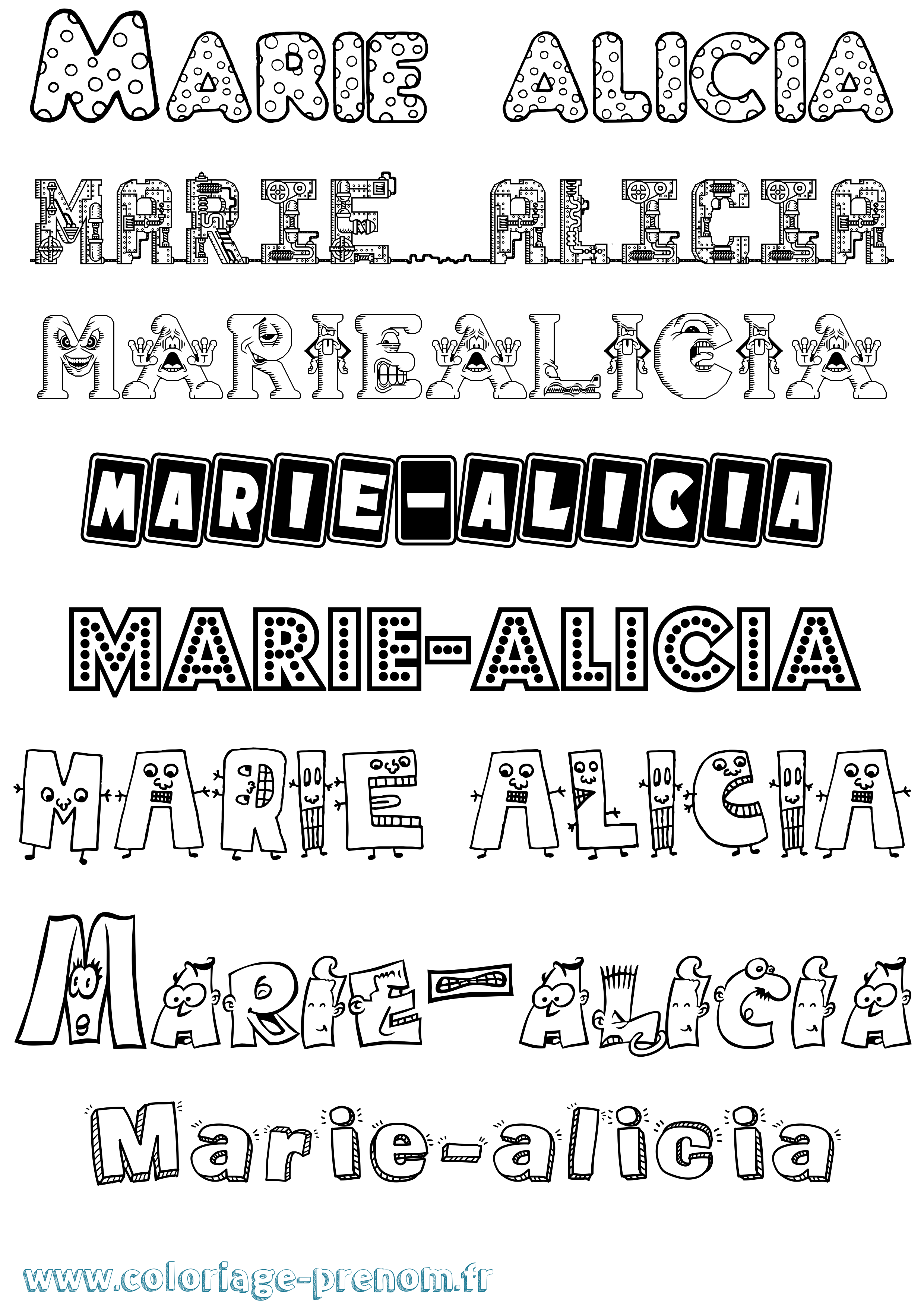 Coloriage Marie-Alicia Fun Coloriage prénom Marie-Alicia Fun