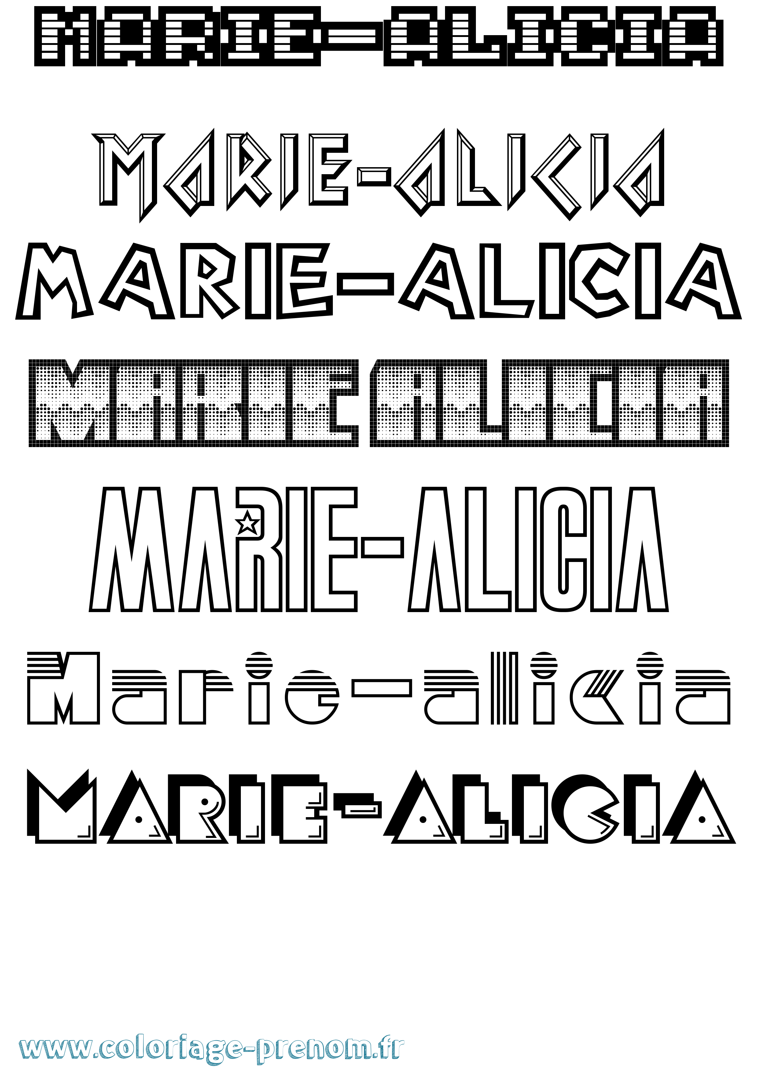 Coloriage Marie-Alicia Jeux Vidéos Coloriage prénom Marie-Alicia Jeux Vidéos
