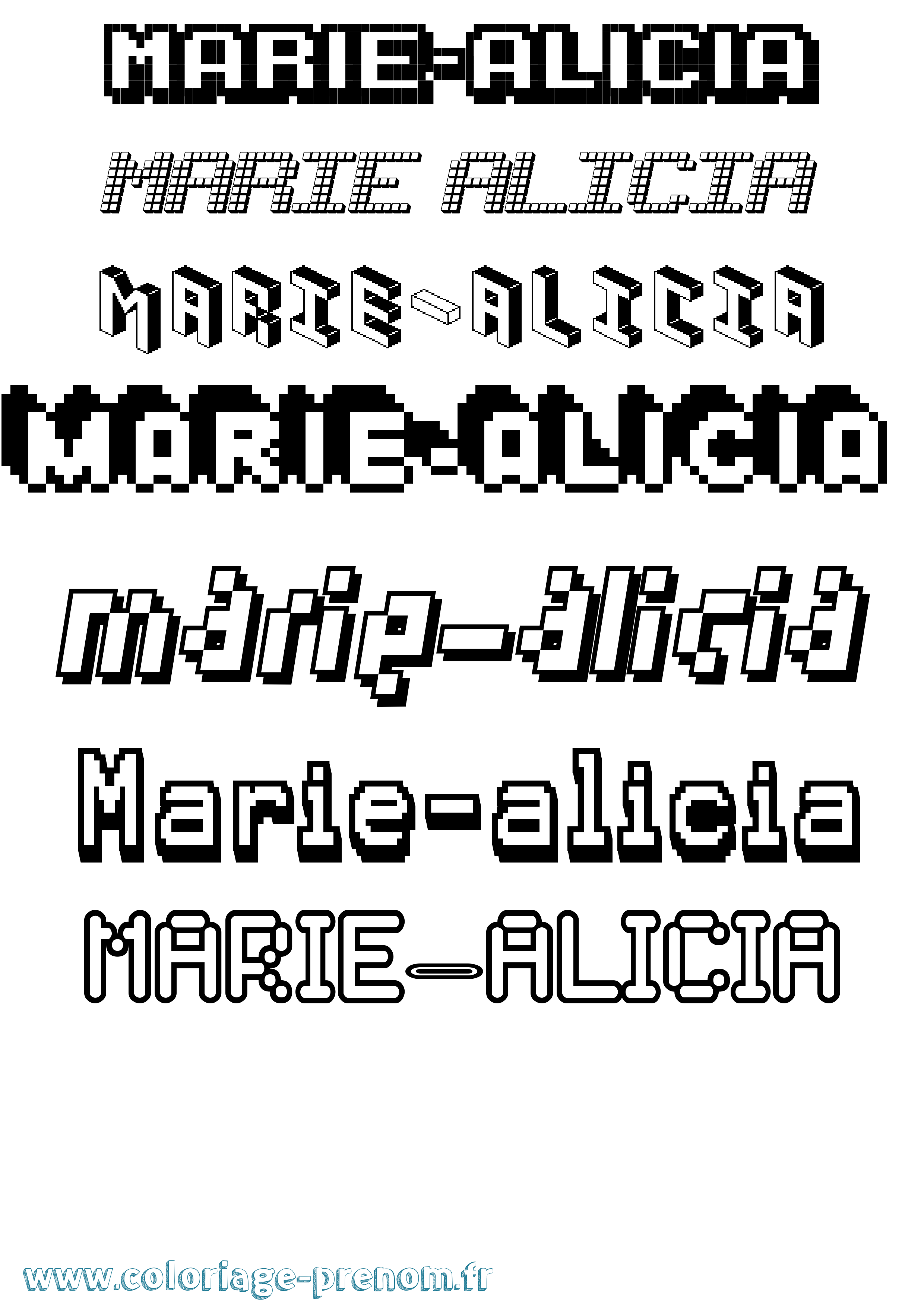 Coloriage Marie-Alicia Pixel Coloriage prénom Marie-Alicia Pixel