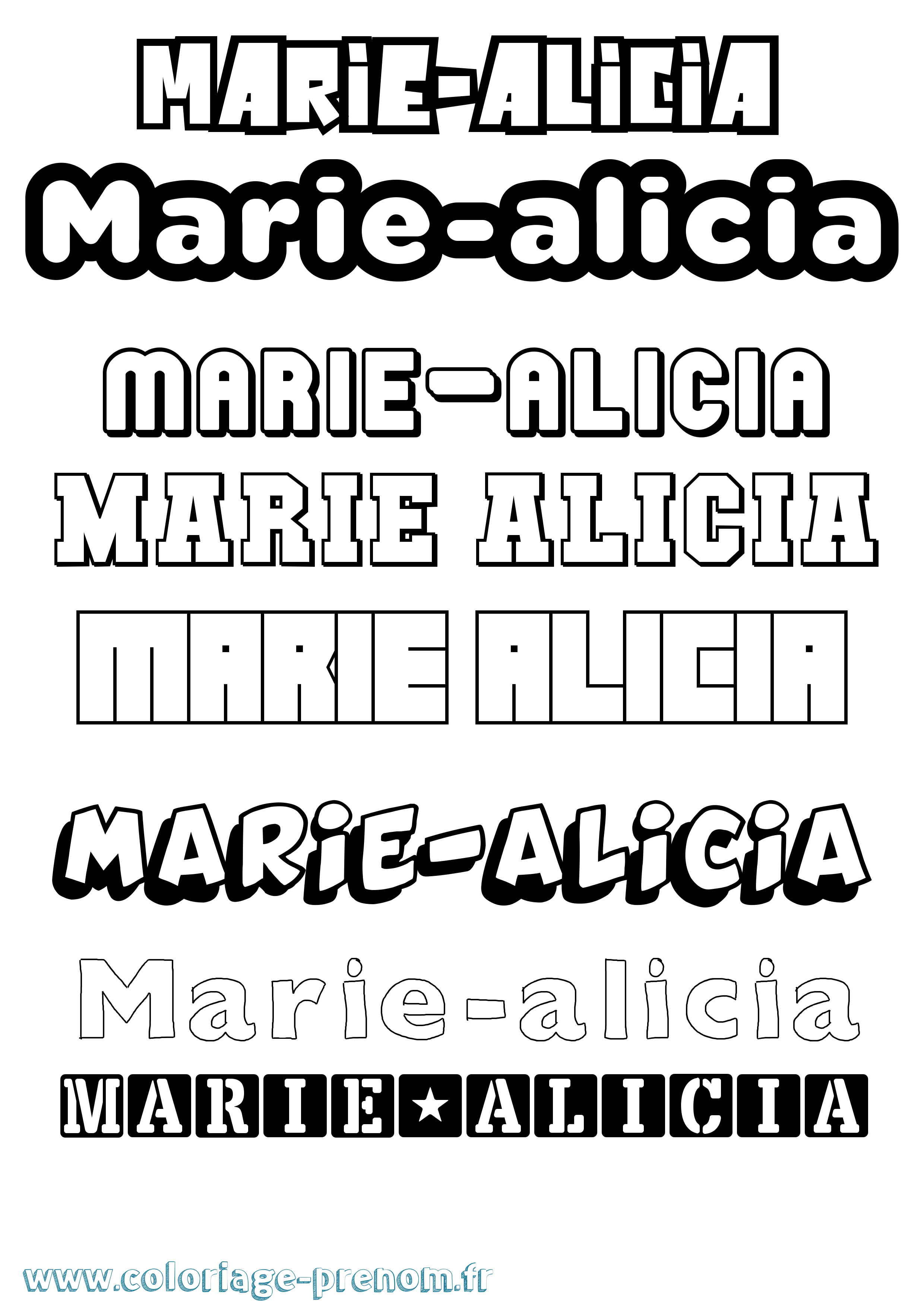 Coloriage Marie-Alicia Simple Coloriage prénom Marie-Alicia Simple