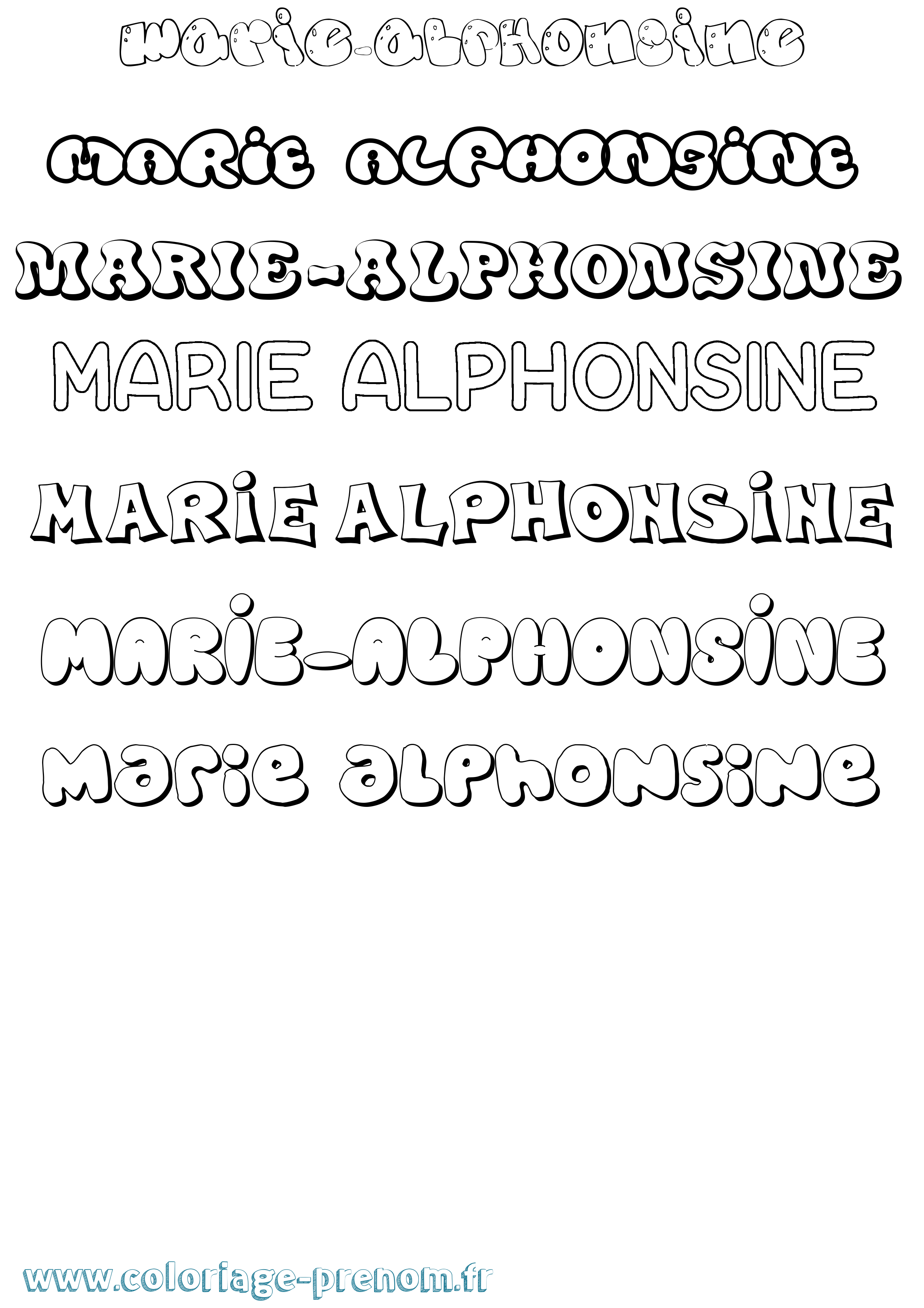 Coloriage Marie-Alphonsine Bubble Coloriage prénom Marie-Alphonsine Bubble