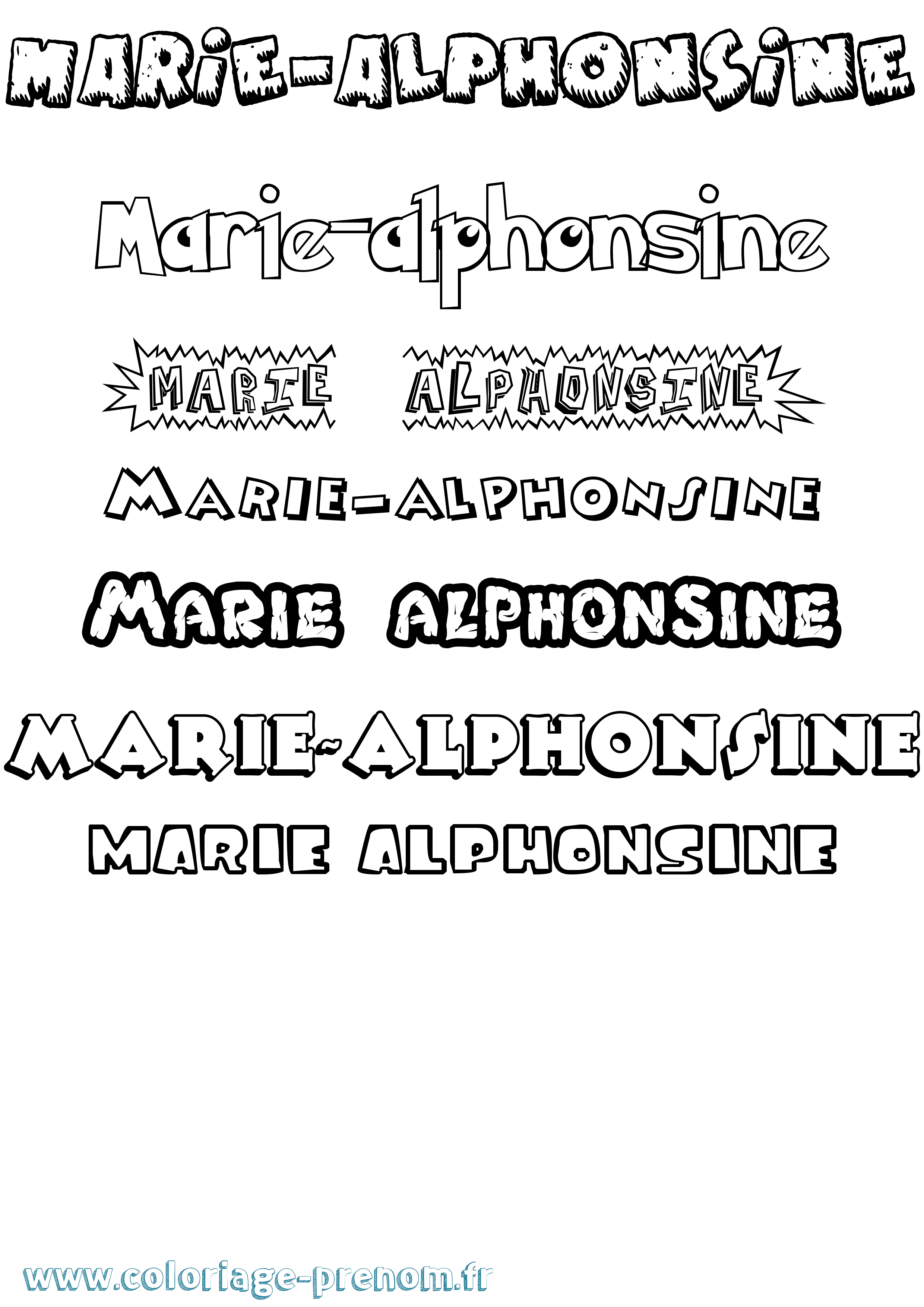 Coloriage Marie-Alphonsine Dessin Animé Coloriage prénom Marie-Alphonsine Dessin Animé