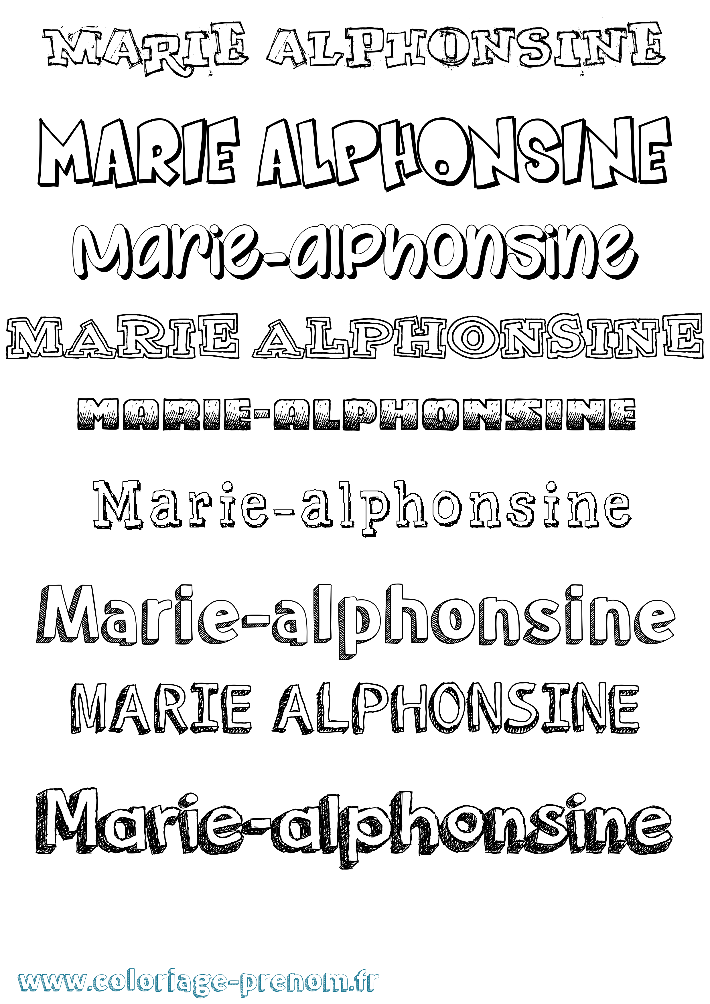 Coloriage Marie-Alphonsine Dessiné Coloriage prénom Marie-Alphonsine Dessiné