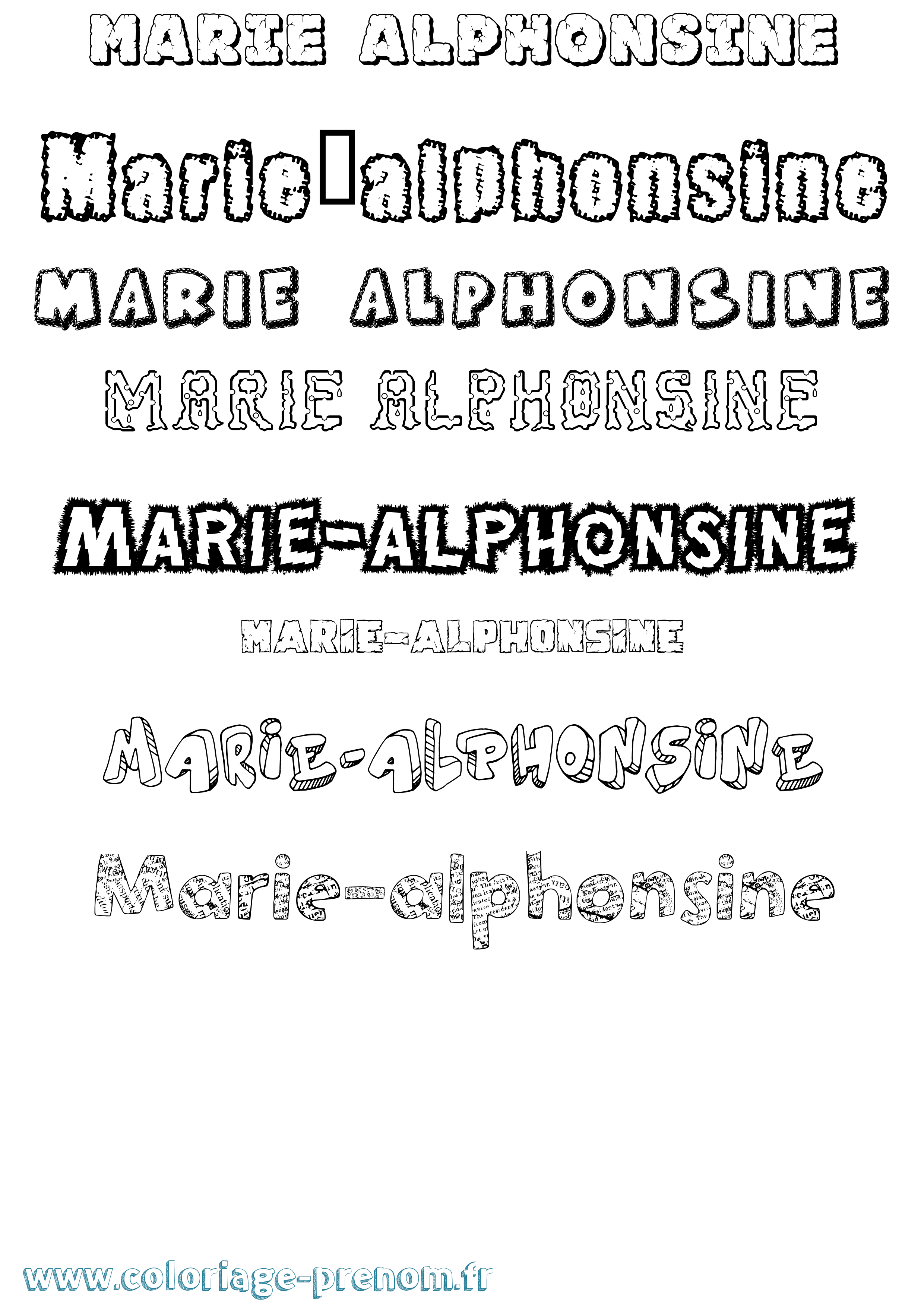 Coloriage Marie-Alphonsine Destructuré Coloriage prénom Marie-Alphonsine Destructuré