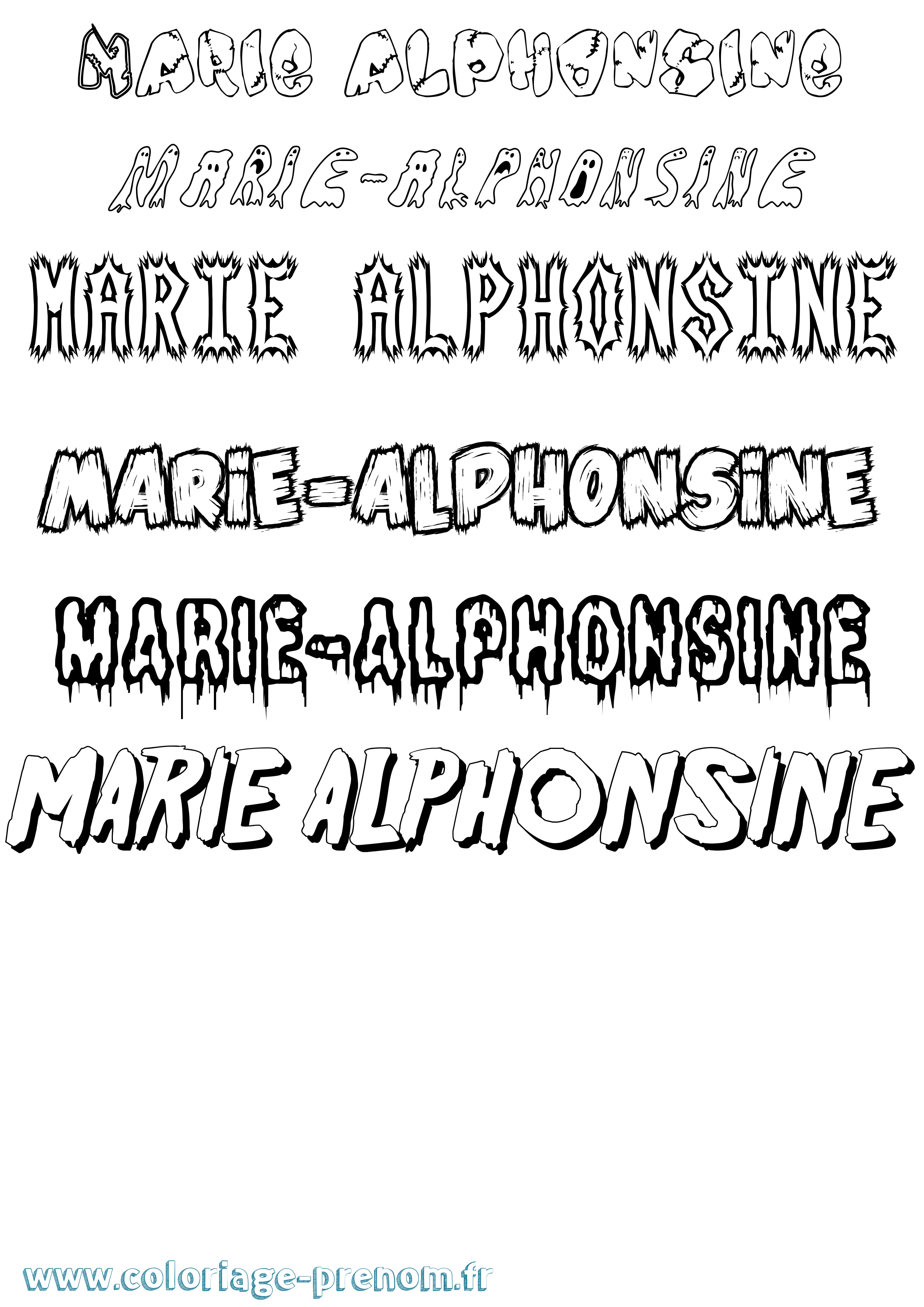 Coloriage Marie-Alphonsine Frisson Coloriage prénom Marie-Alphonsine Frisson