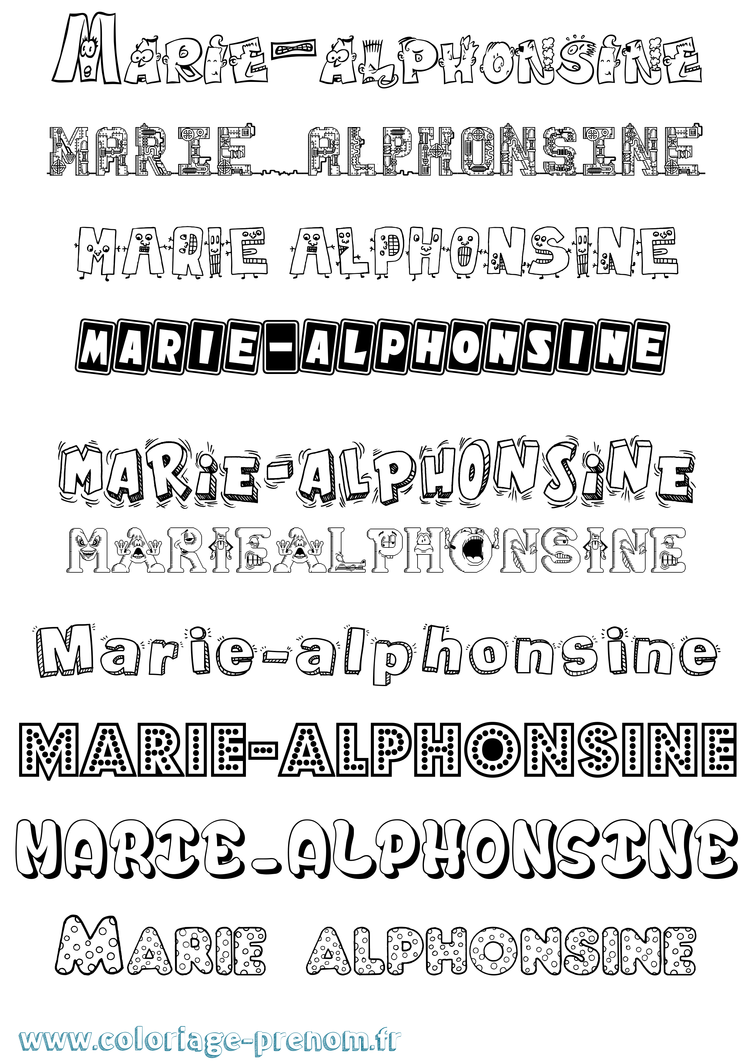 Coloriage Marie-Alphonsine Fun Coloriage prénom Marie-Alphonsine Fun