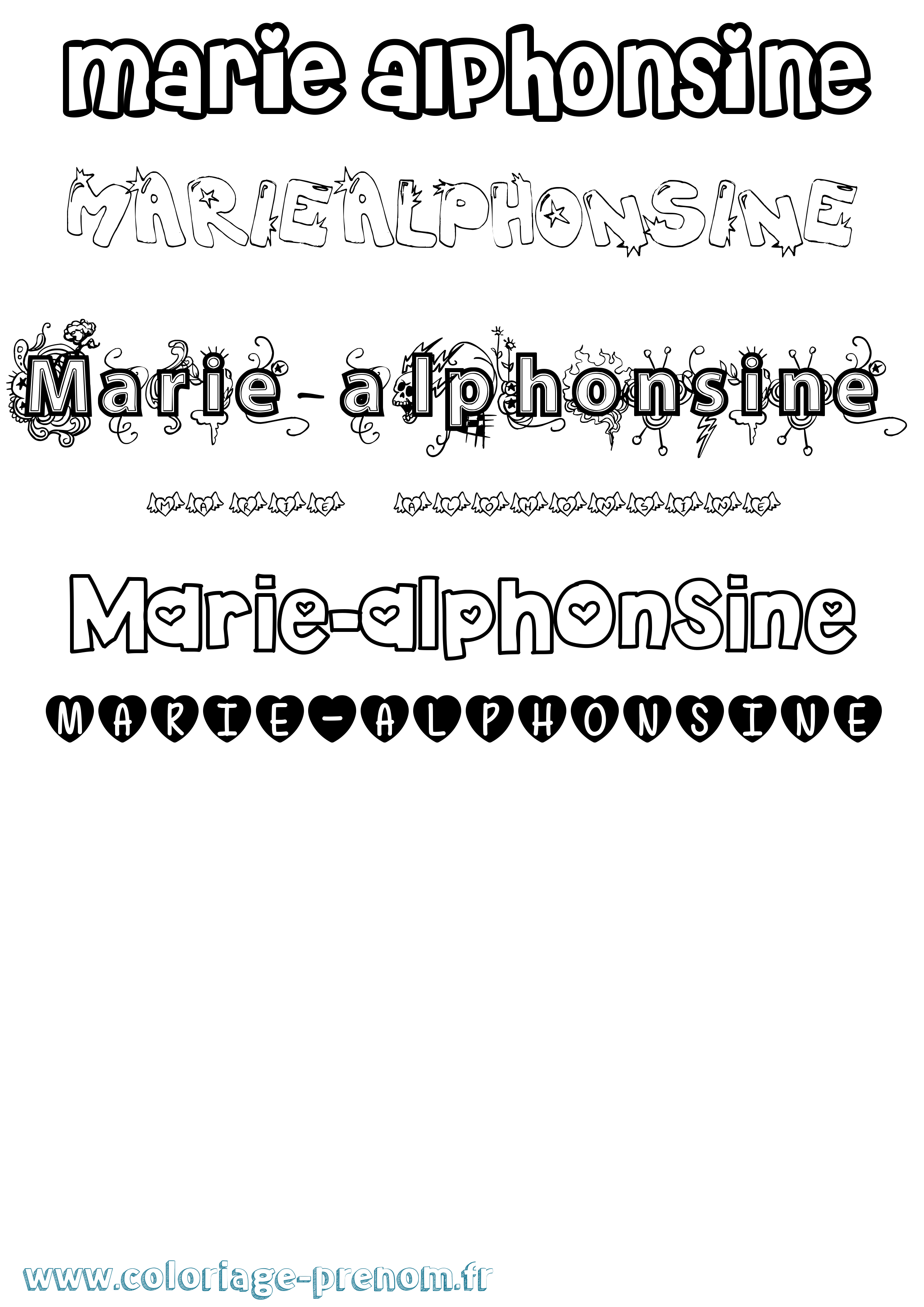 Coloriage Marie-Alphonsine Girly Coloriage prénom Marie-Alphonsine Girly