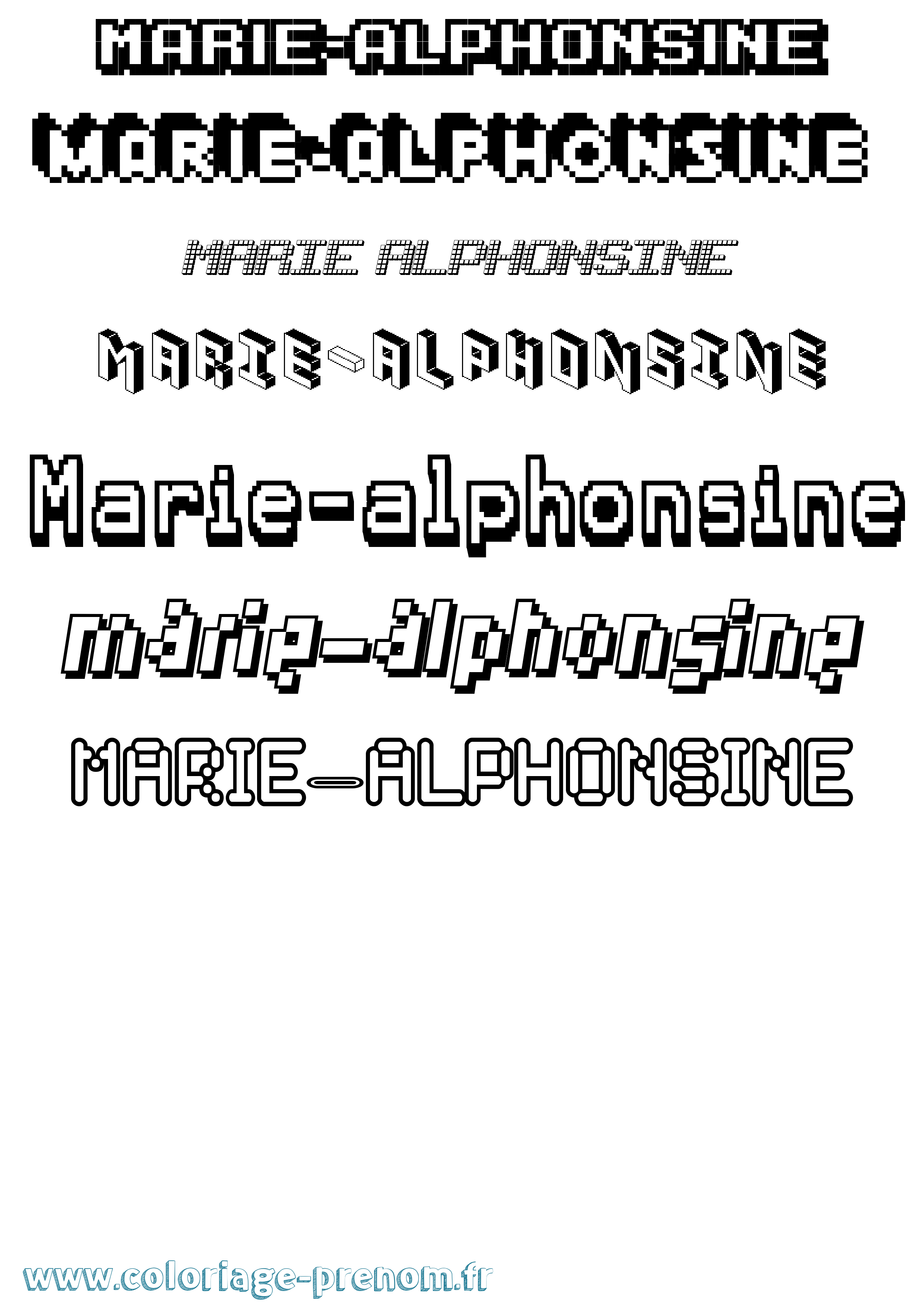 Coloriage Marie-Alphonsine Pixel Coloriage prénom Marie-Alphonsine Pixel
