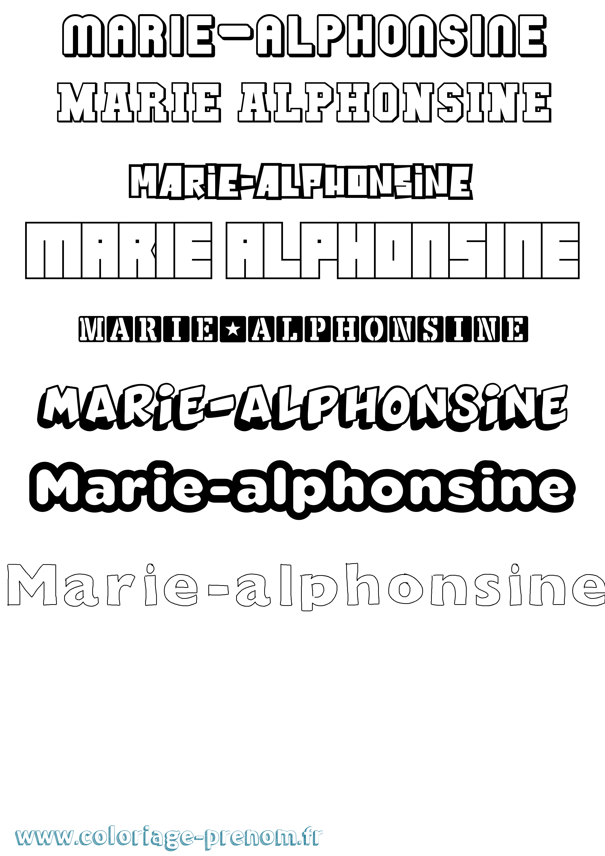 Coloriage Marie-Alphonsine Simple Coloriage prénom Marie-Alphonsine Simple