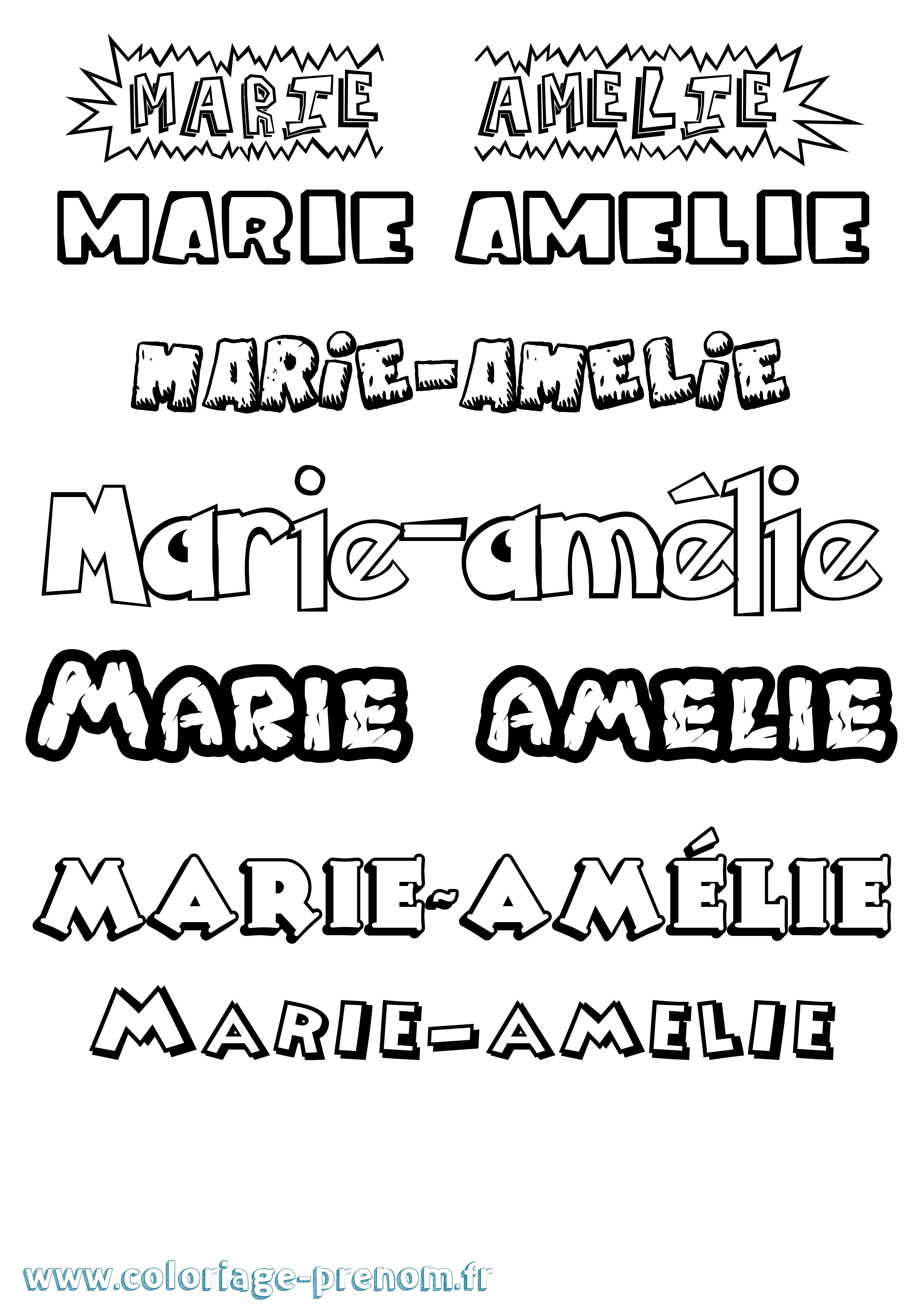 Coloriage Marie-Amélie Dessin Animé Coloriage prénom Marie-Amélie Dessin Animé