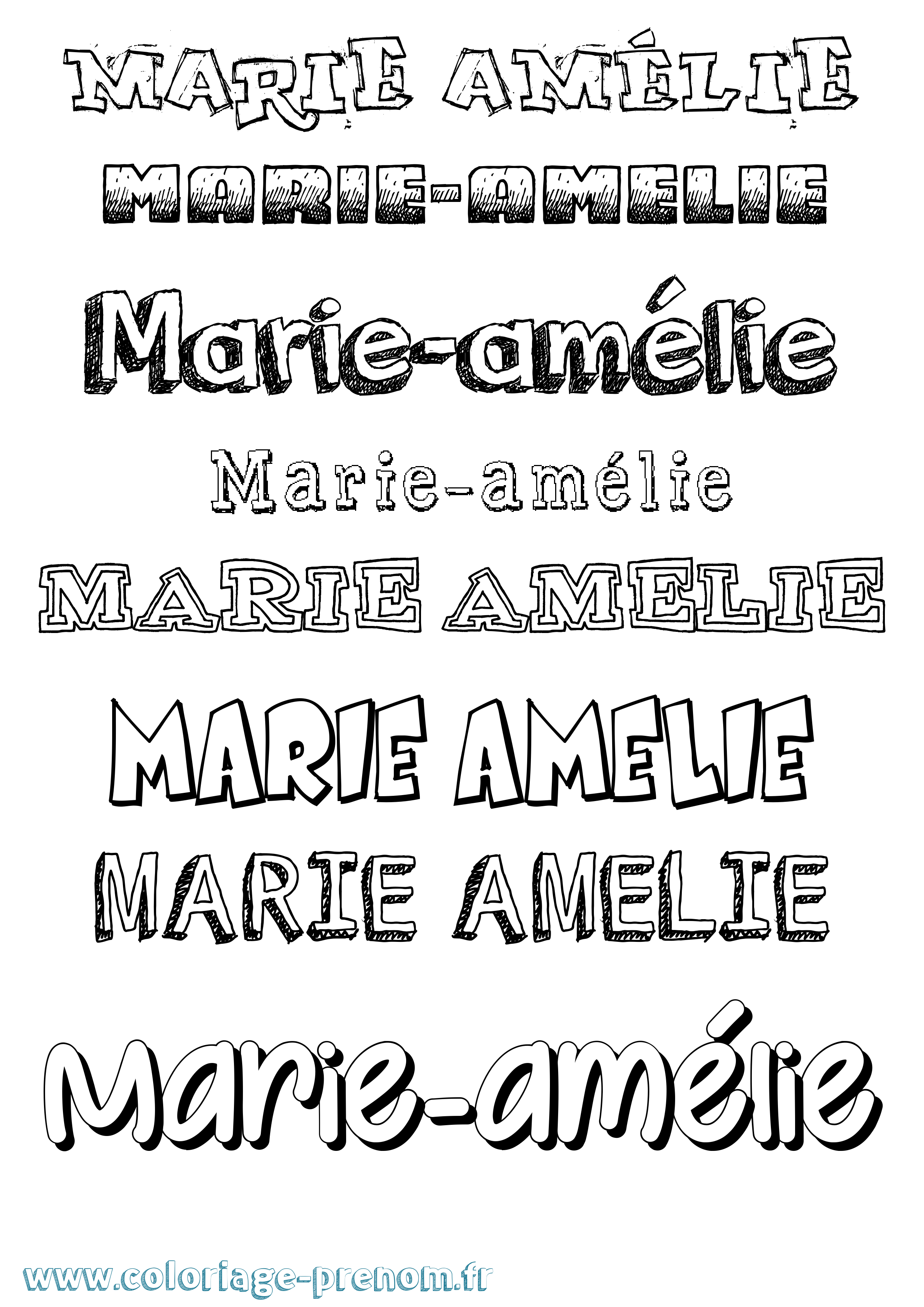 Coloriage Marie-Amélie Dessiné Coloriage prénom Marie-Amélie Dessiné