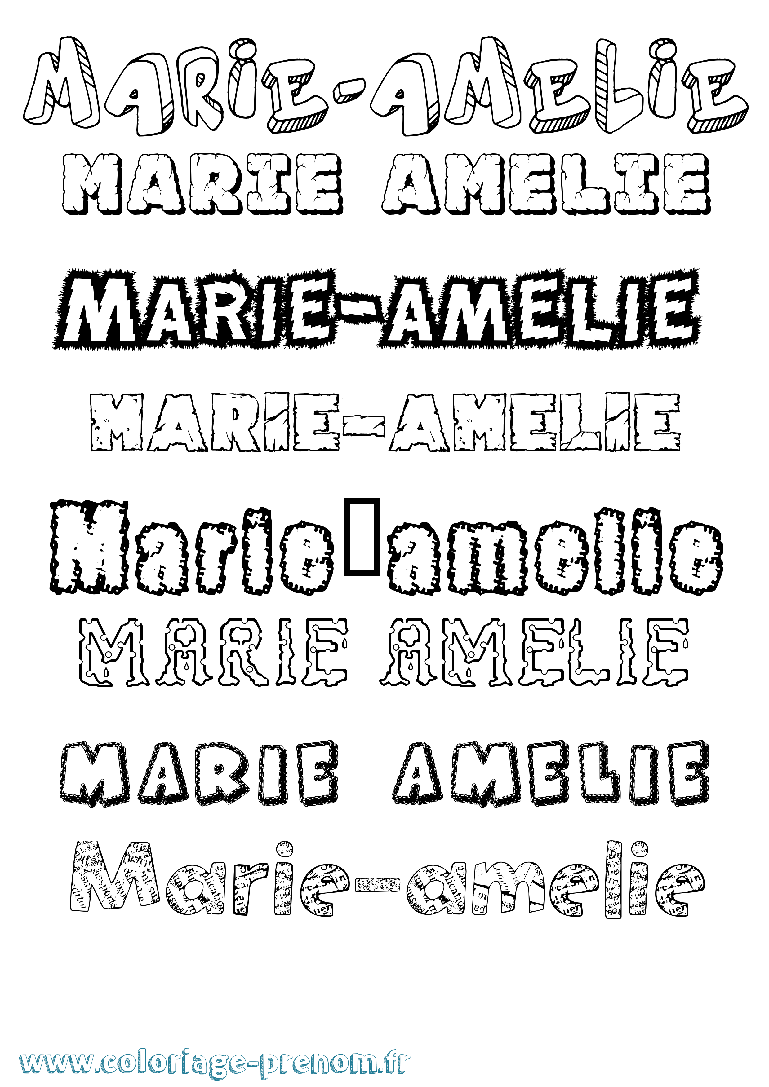 Coloriage Marie-Amélie Destructuré Coloriage prénom Marie-Amélie Destructuré