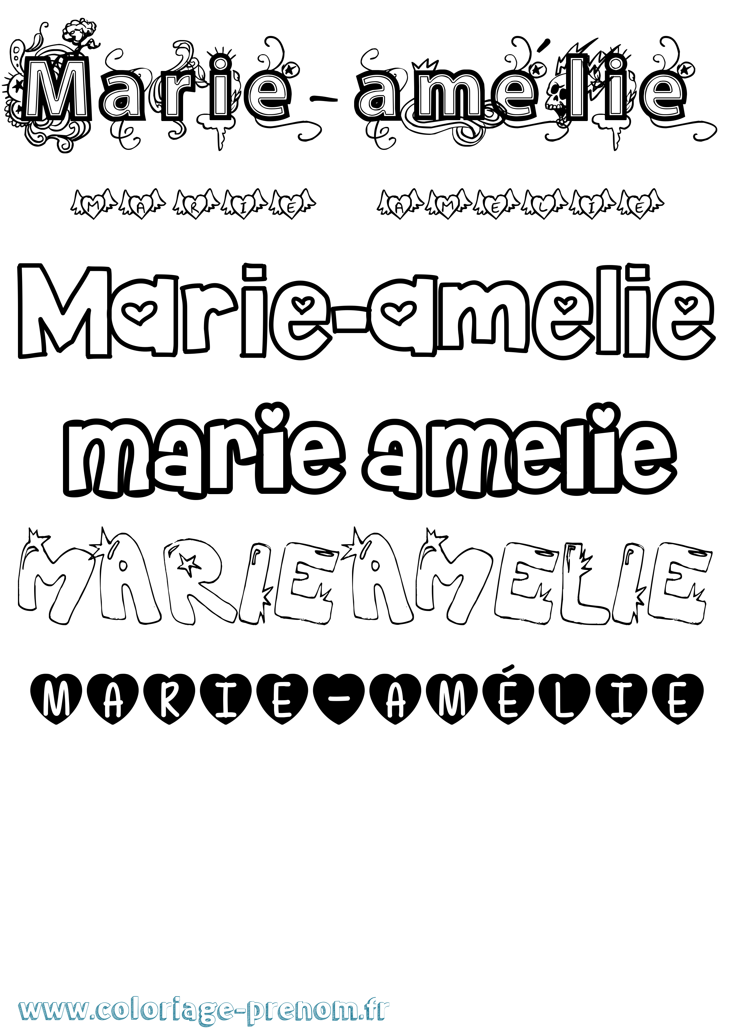 Coloriage Marie-Amélie Girly Coloriage prénom Marie-Amélie Girly