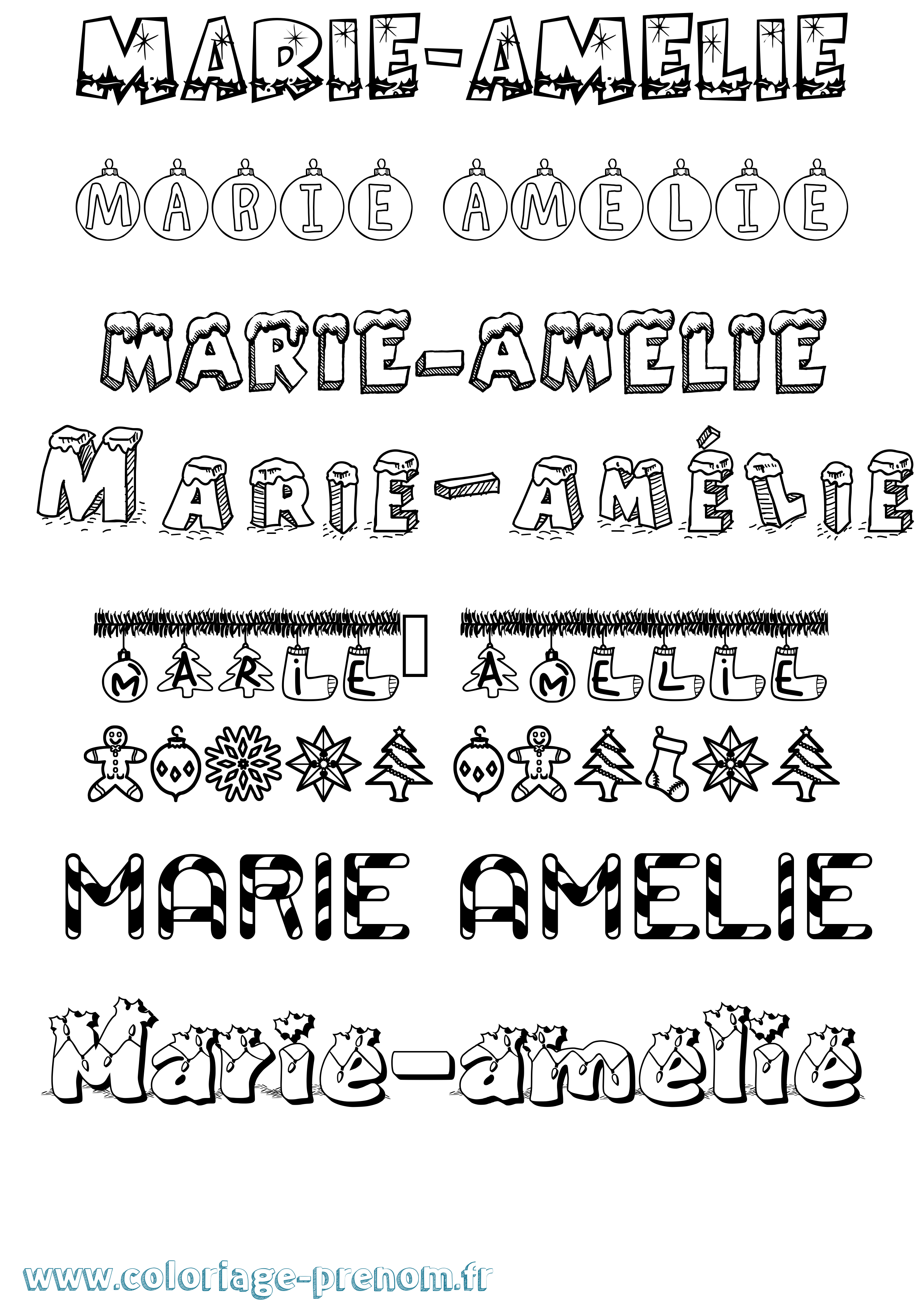 Coloriage Marie-Amélie Noël Coloriage prénom Marie-Amélie Noël