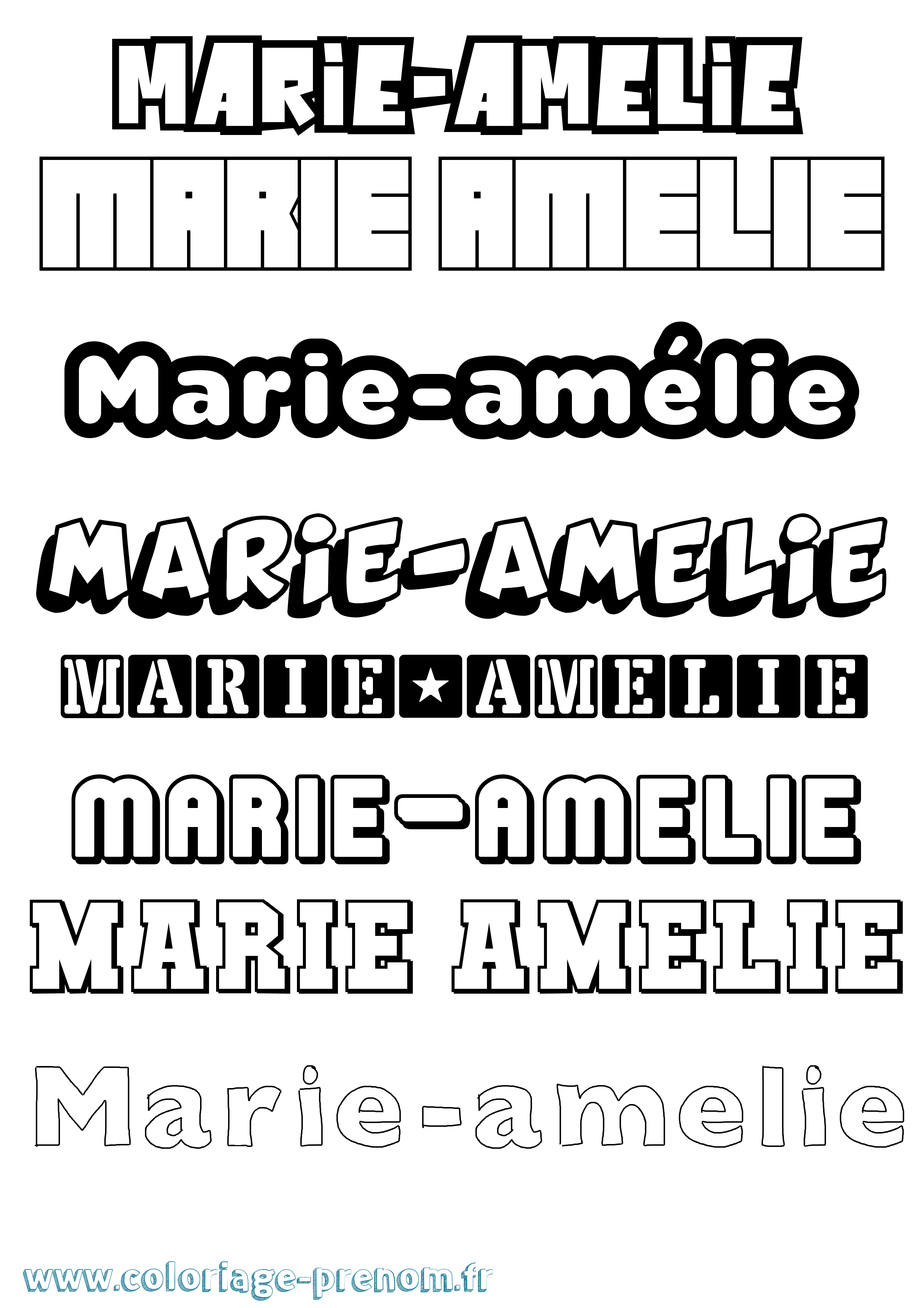 Coloriage Marie-Amélie Simple Coloriage prénom Marie-Amélie Simple