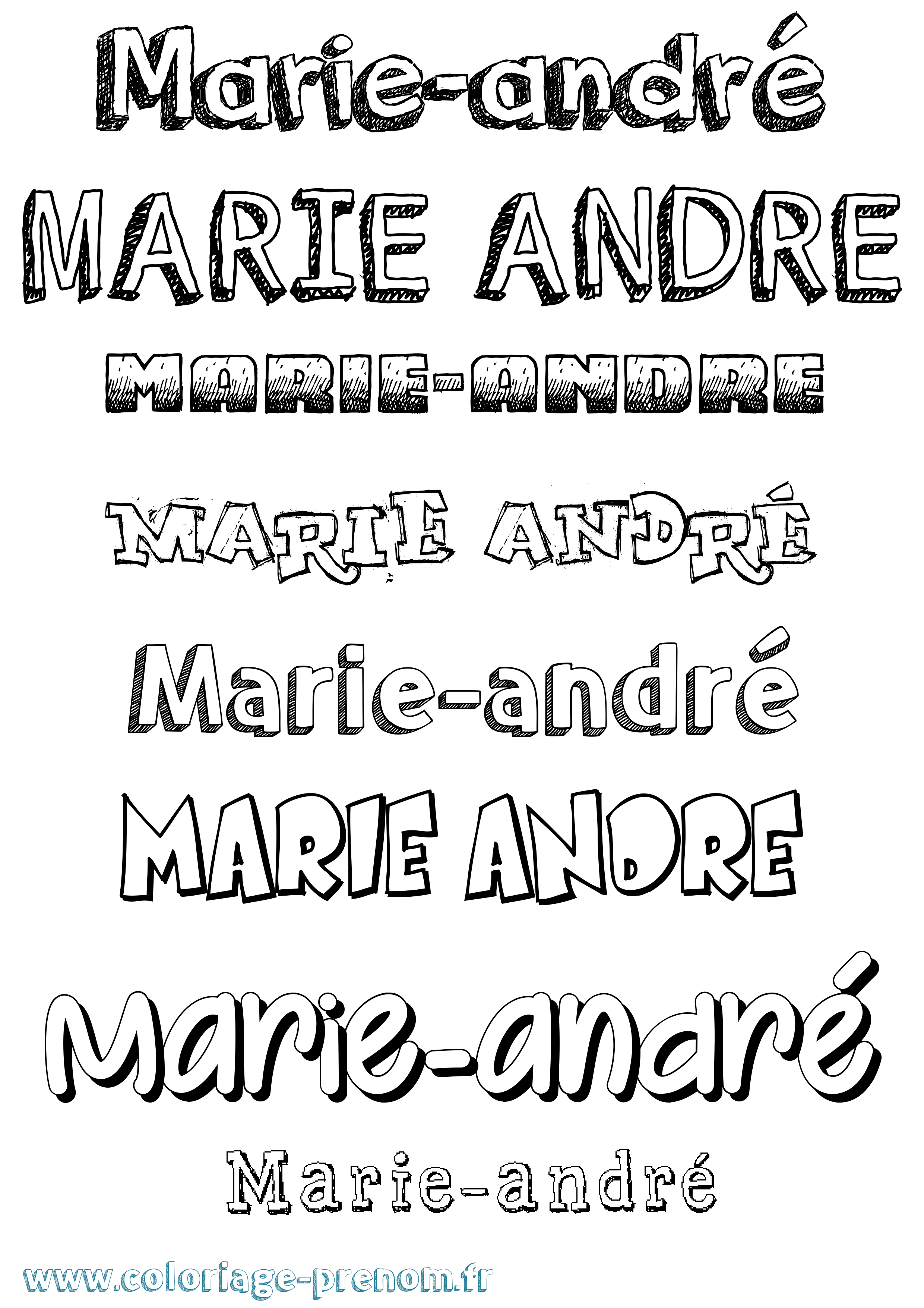 Coloriage Marie-André Dessiné Coloriage prénom Marie-André Dessiné