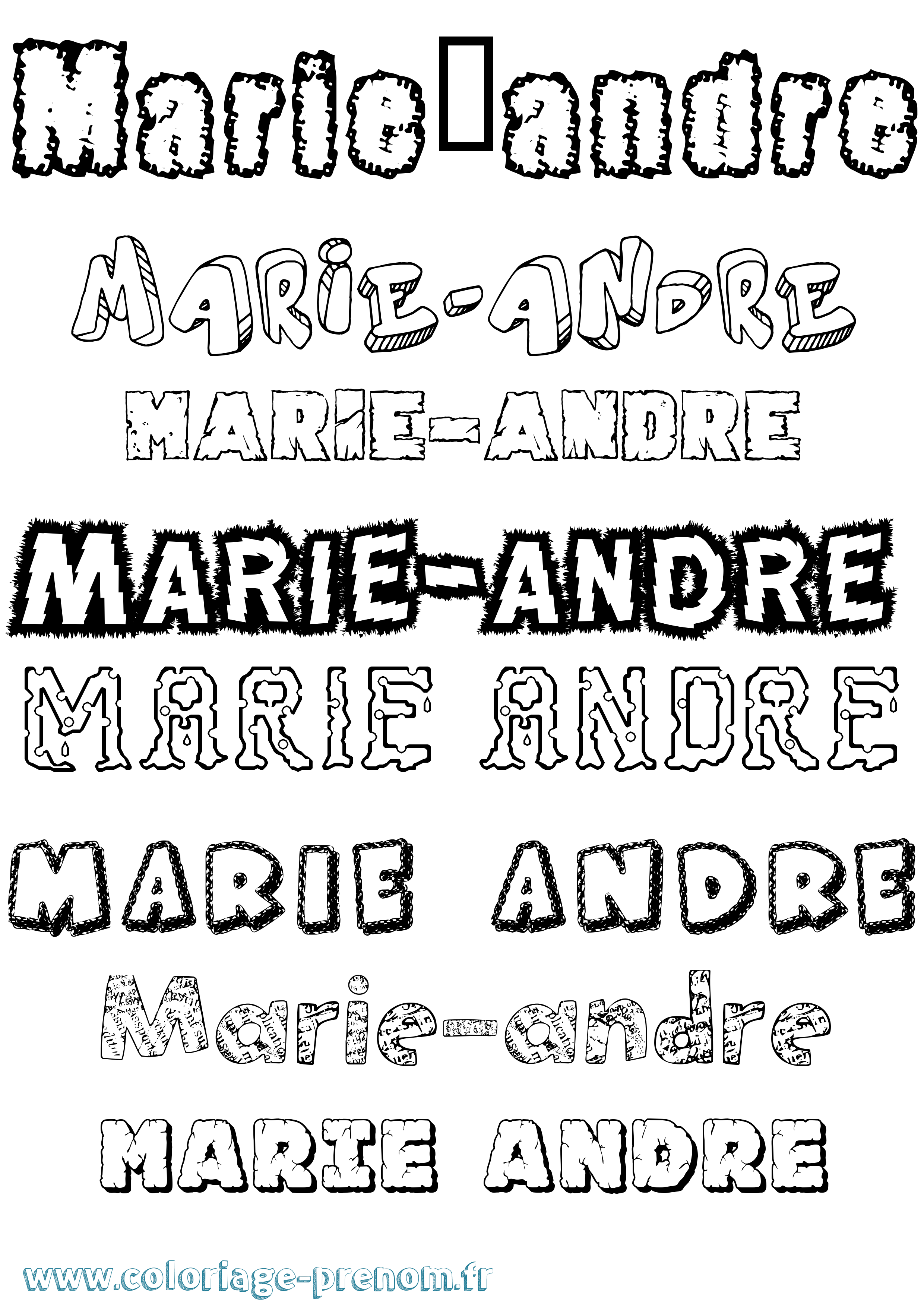 Coloriage Marie-André Destructuré Coloriage prénom Marie-André Destructuré