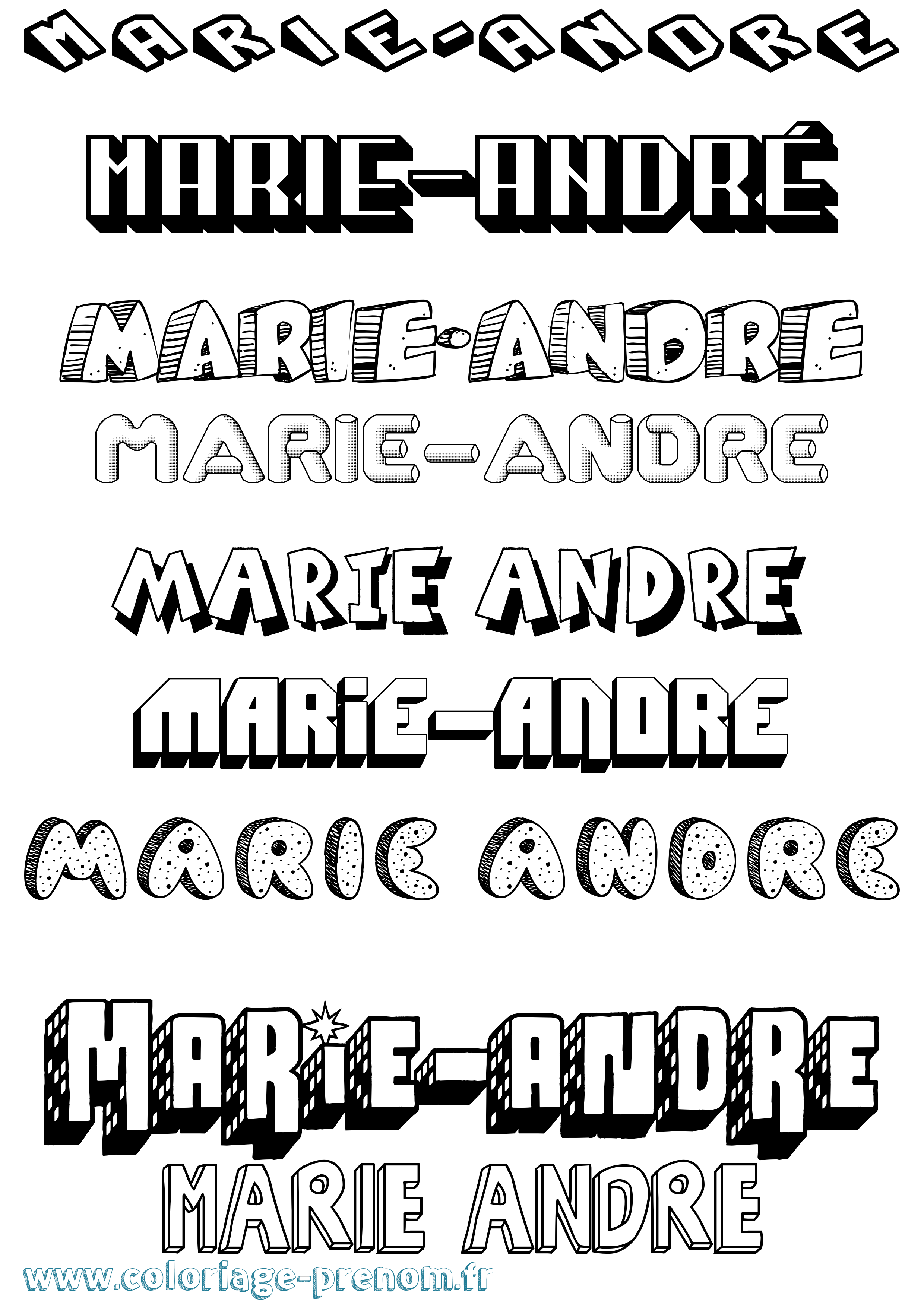 Coloriage Marie-André Effet 3D Coloriage prénom Marie-André Effet 3D