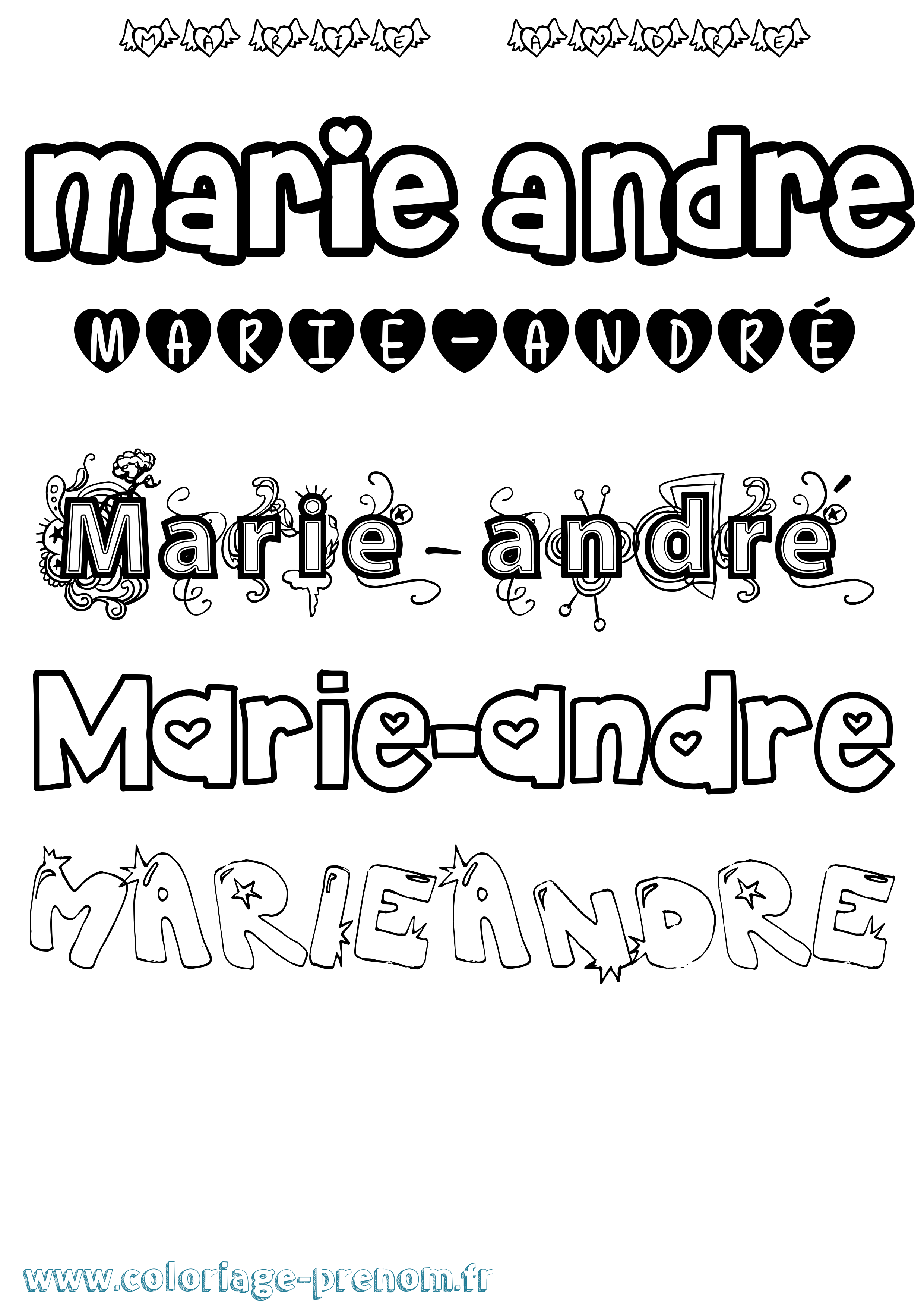 Coloriage Marie-André Girly Coloriage prénom Marie-André Girly