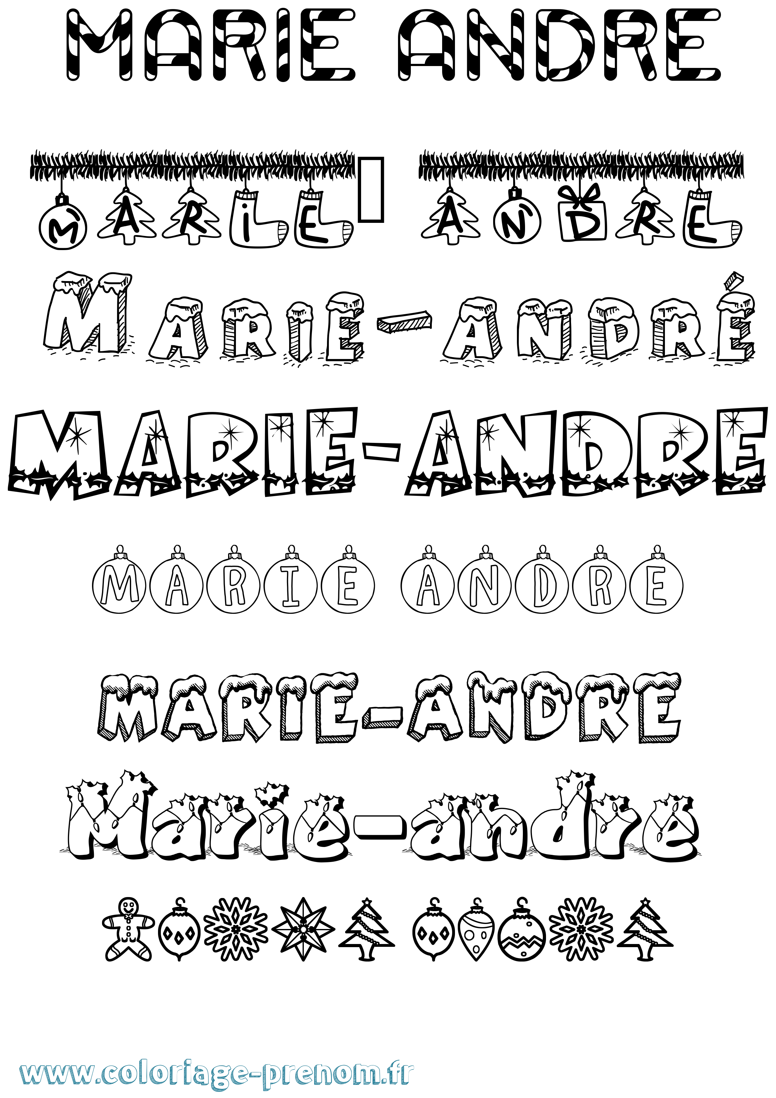 Coloriage Marie-André Noël Coloriage prénom Marie-André Noël