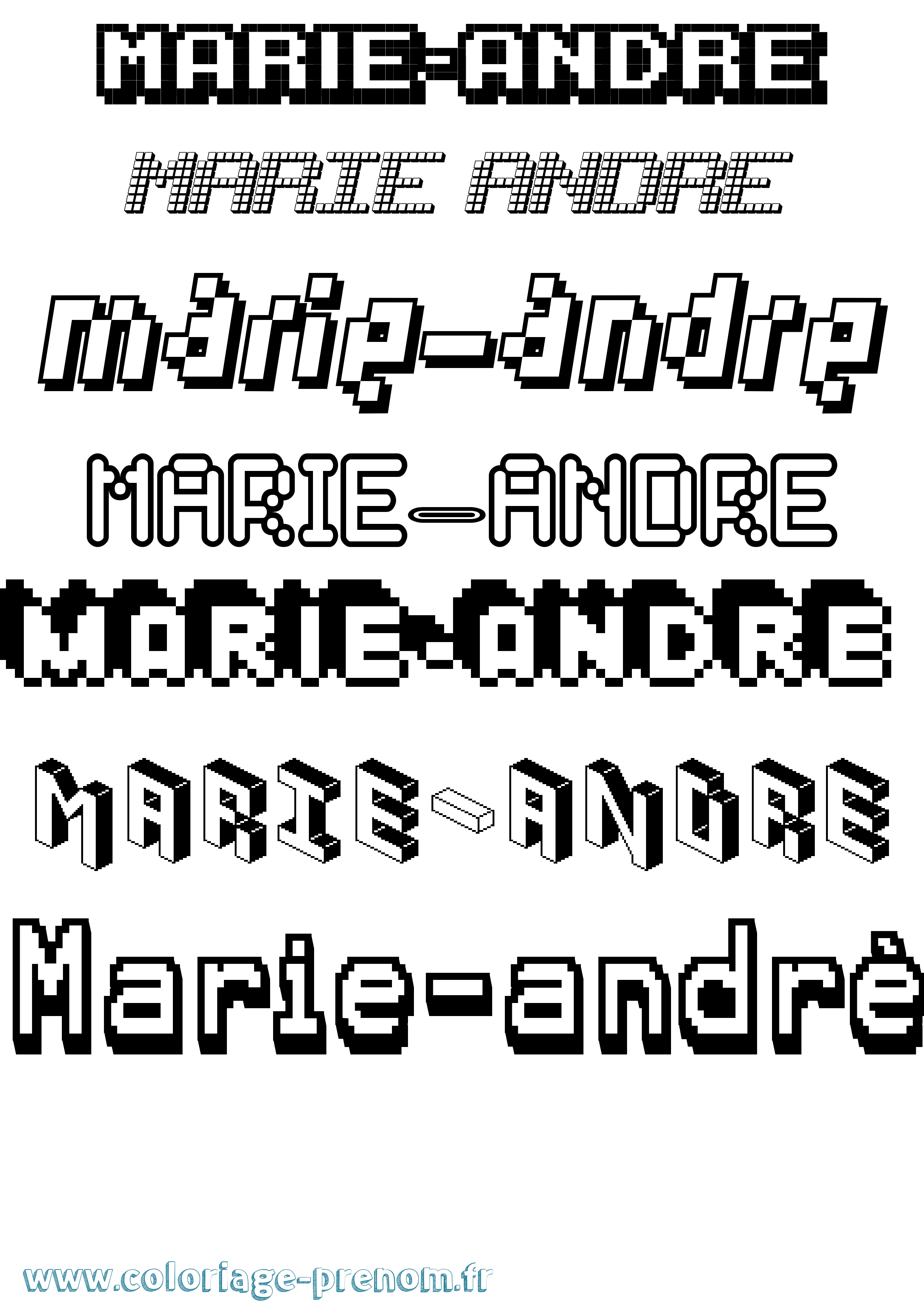 Coloriage Marie-André Pixel Coloriage prénom Marie-André Pixel
