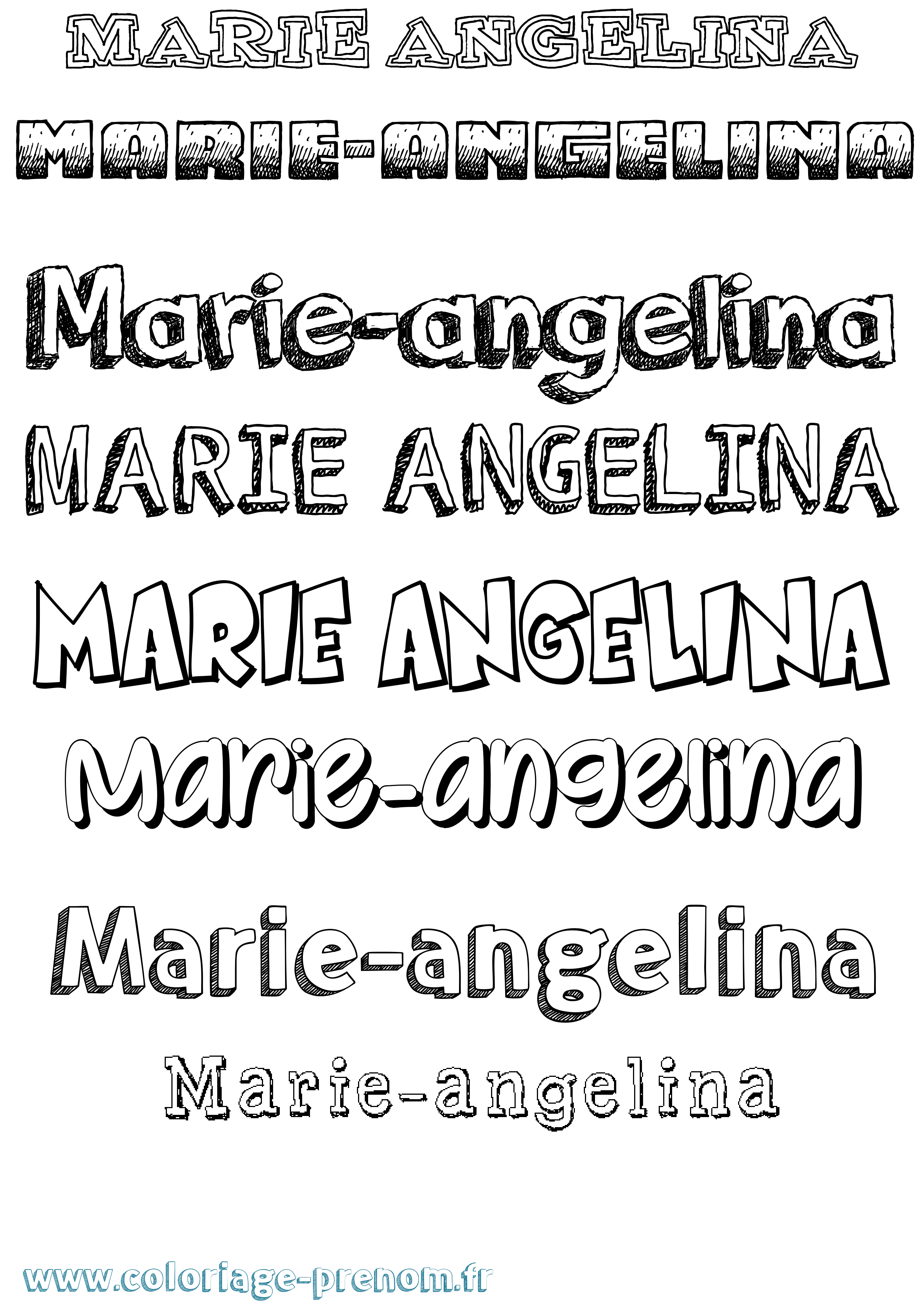 Coloriage Marie-Angelina Dessiné Coloriage prénom Marie-Angelina Dessiné