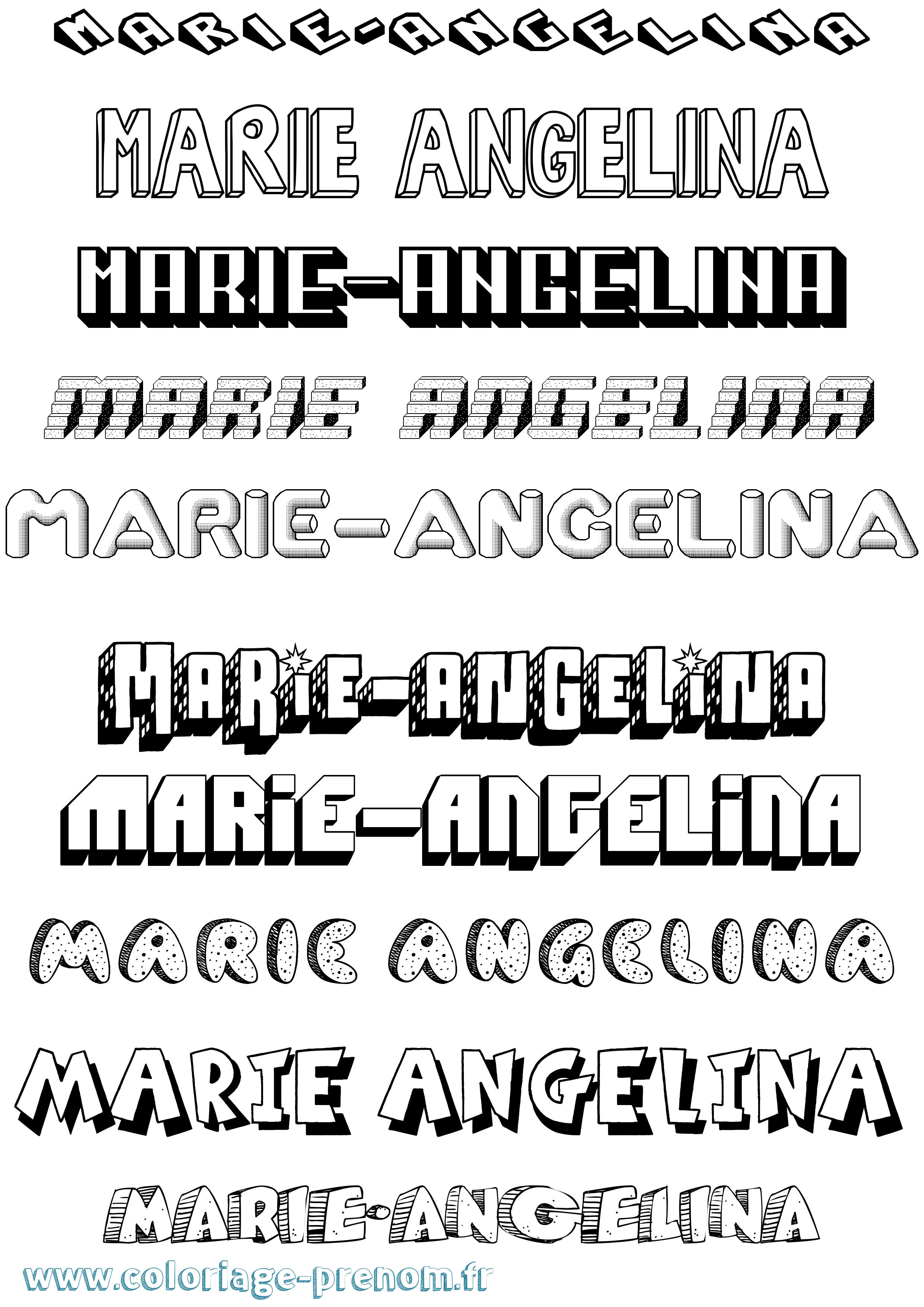 Coloriage Marie-Angelina Effet 3D Coloriage prénom Marie-Angelina Effet 3D