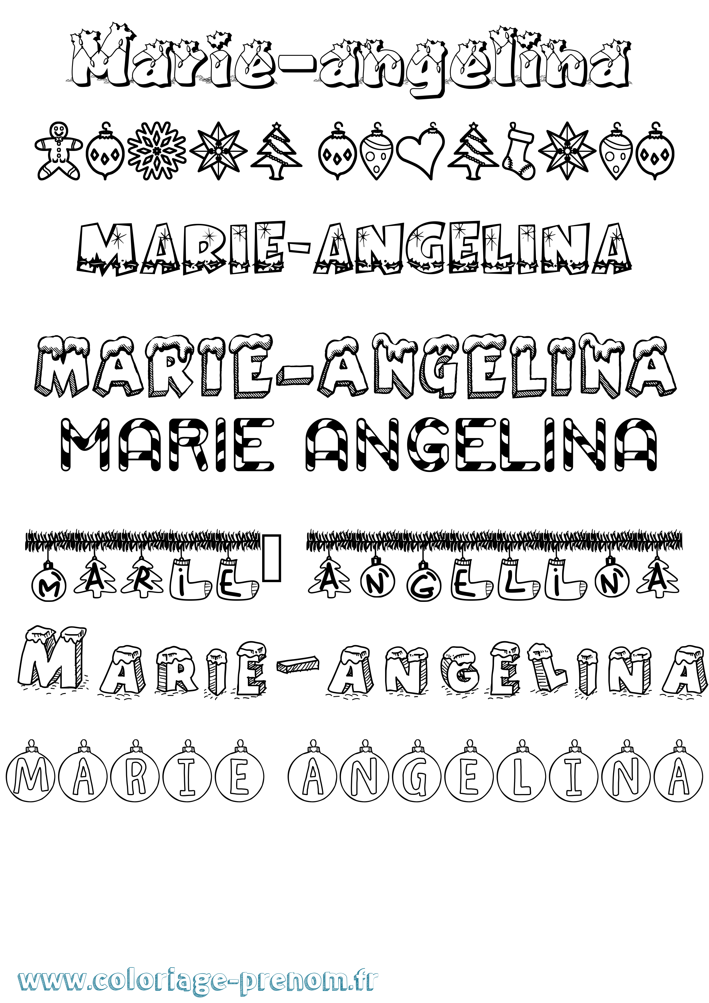 Coloriage Marie-Angelina Noël Coloriage prénom Marie-Angelina Noël