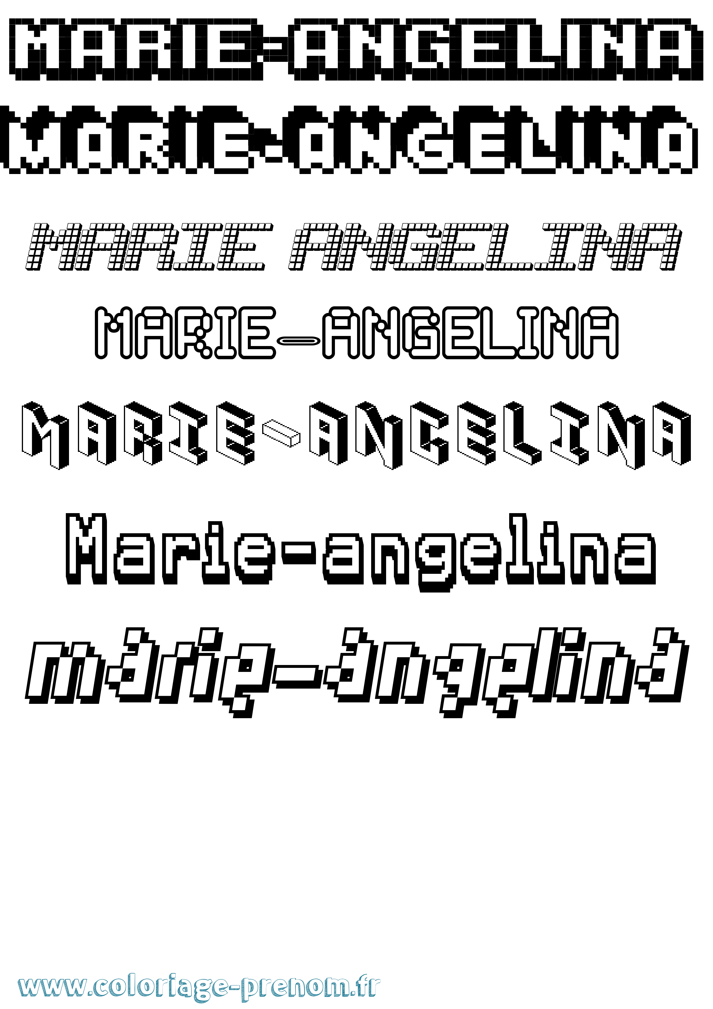 Coloriage Marie-Angelina Pixel Coloriage prénom Marie-Angelina Pixel